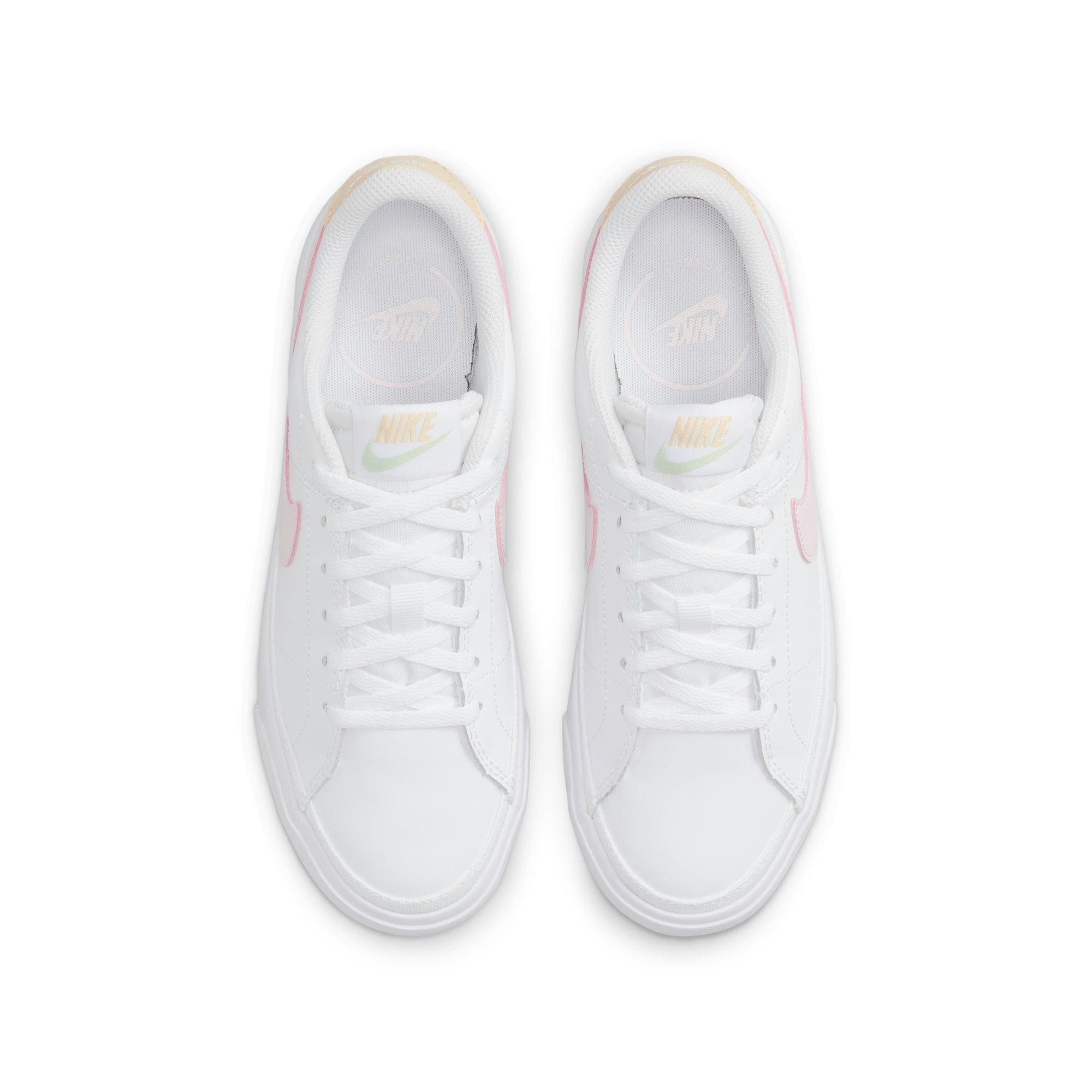 Nike Court Legacy "White/Pink Foam/Sesame/Honeydew" Grade School Girls' Shoe - WHITE/PINK Thumbnail View 6