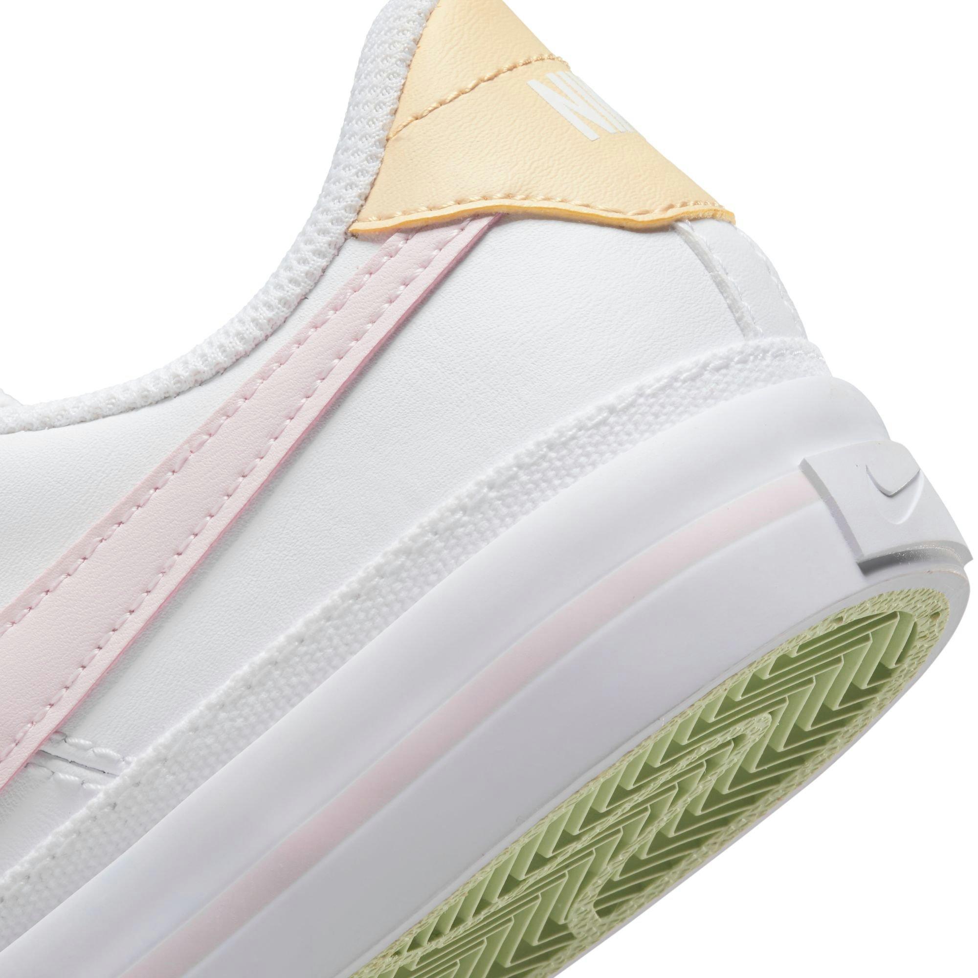 Nike Court Legacy "White/Pink Foam/Sesame/Honeydew" Grade School Girls' Shoe - WHITE/PINK Thumbnail View 9