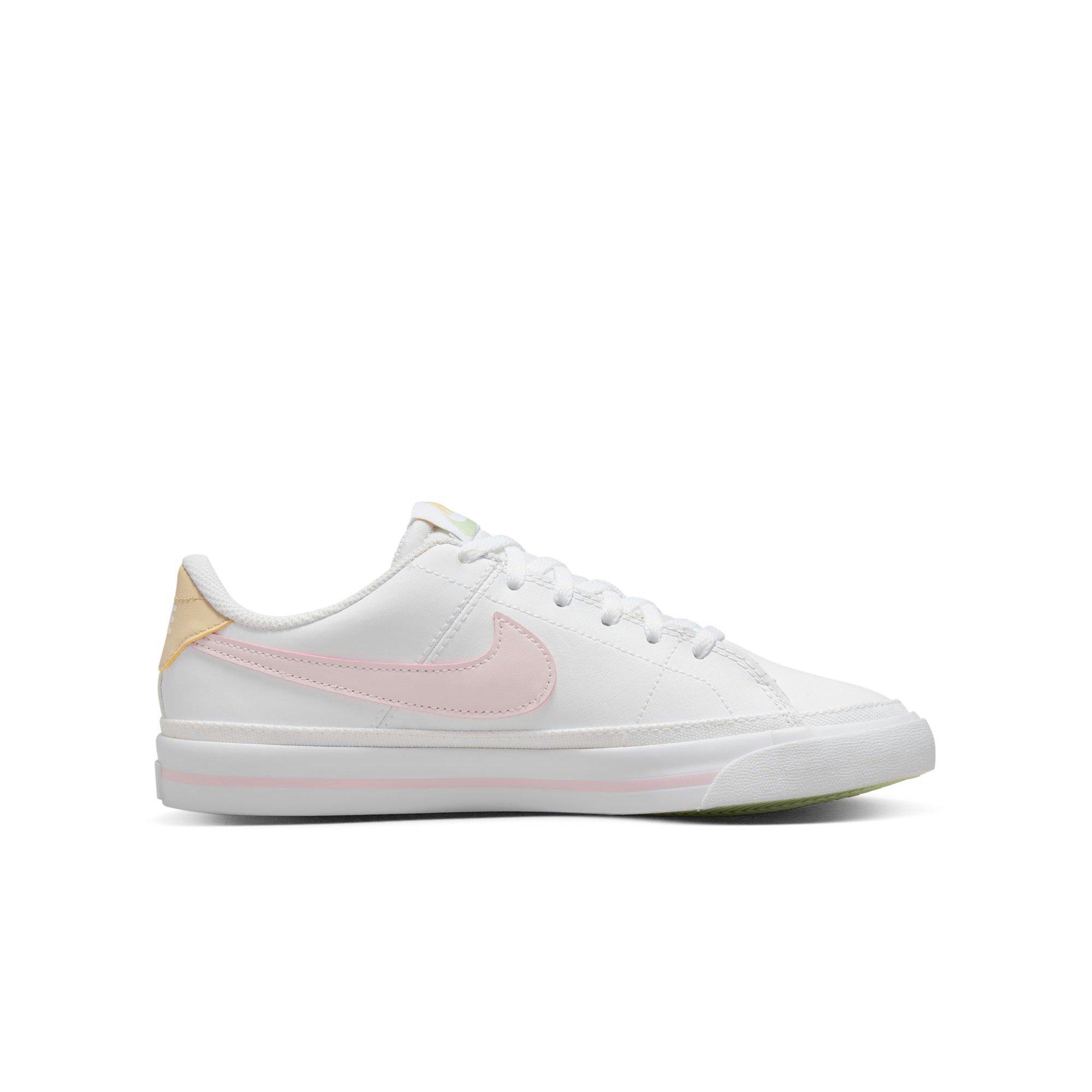 Nike Court Legacy "White/Pink Foam/Sesame/Honeydew" Grade School Girls' Shoe - WHITE/PINK Thumbnail View 1