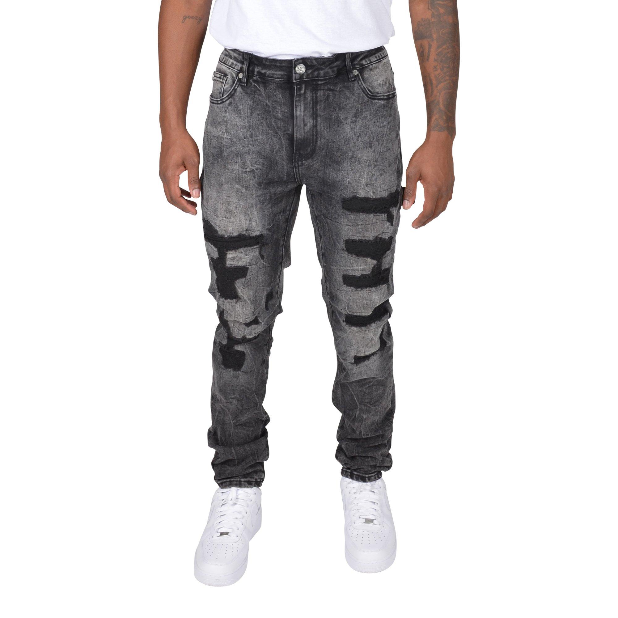 Grindhouse Men's Rip N Repair Slim Fit Jeans - Black