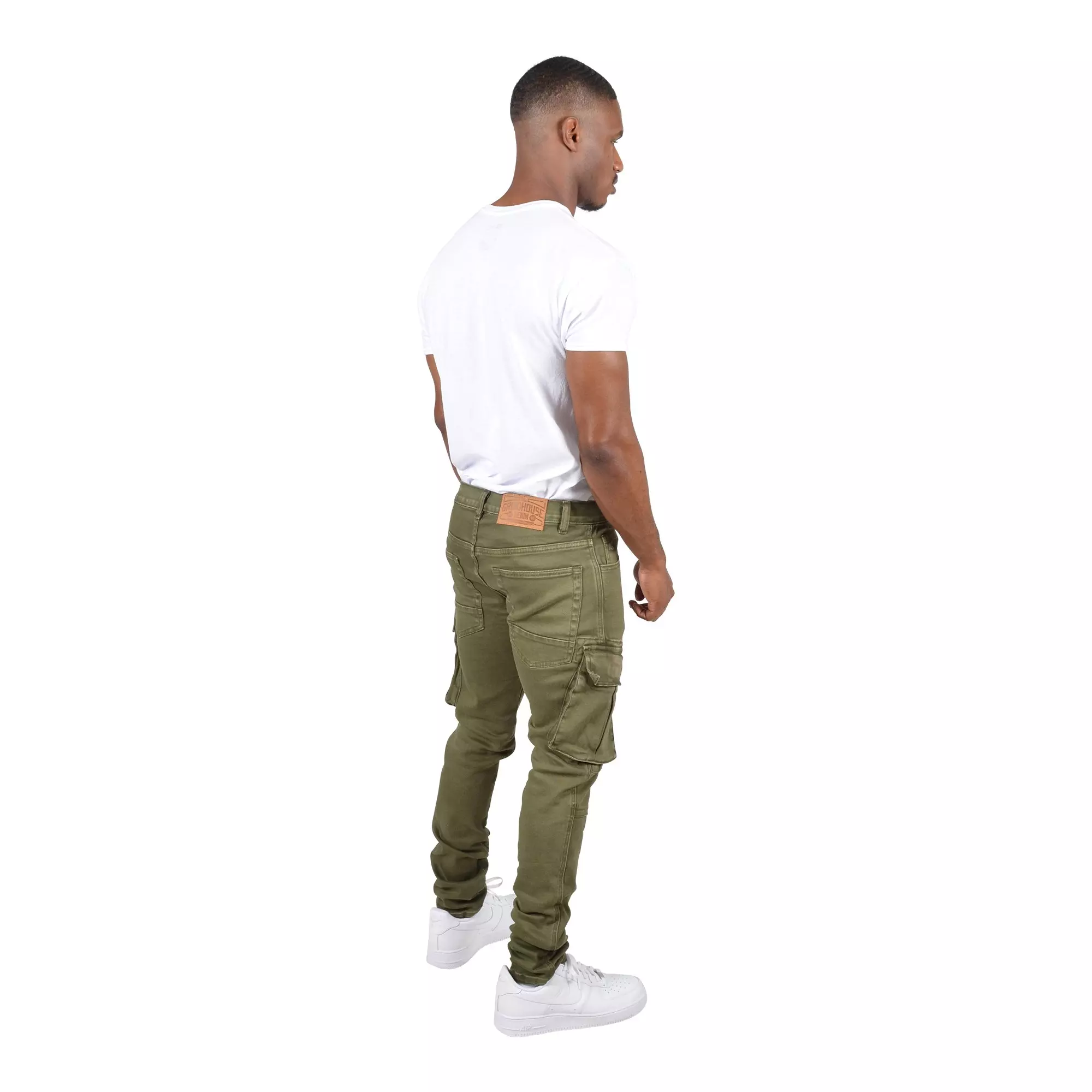 Grindhouse Men's Side Cargo Pocket Denim Jeans - Olive - OLIVE