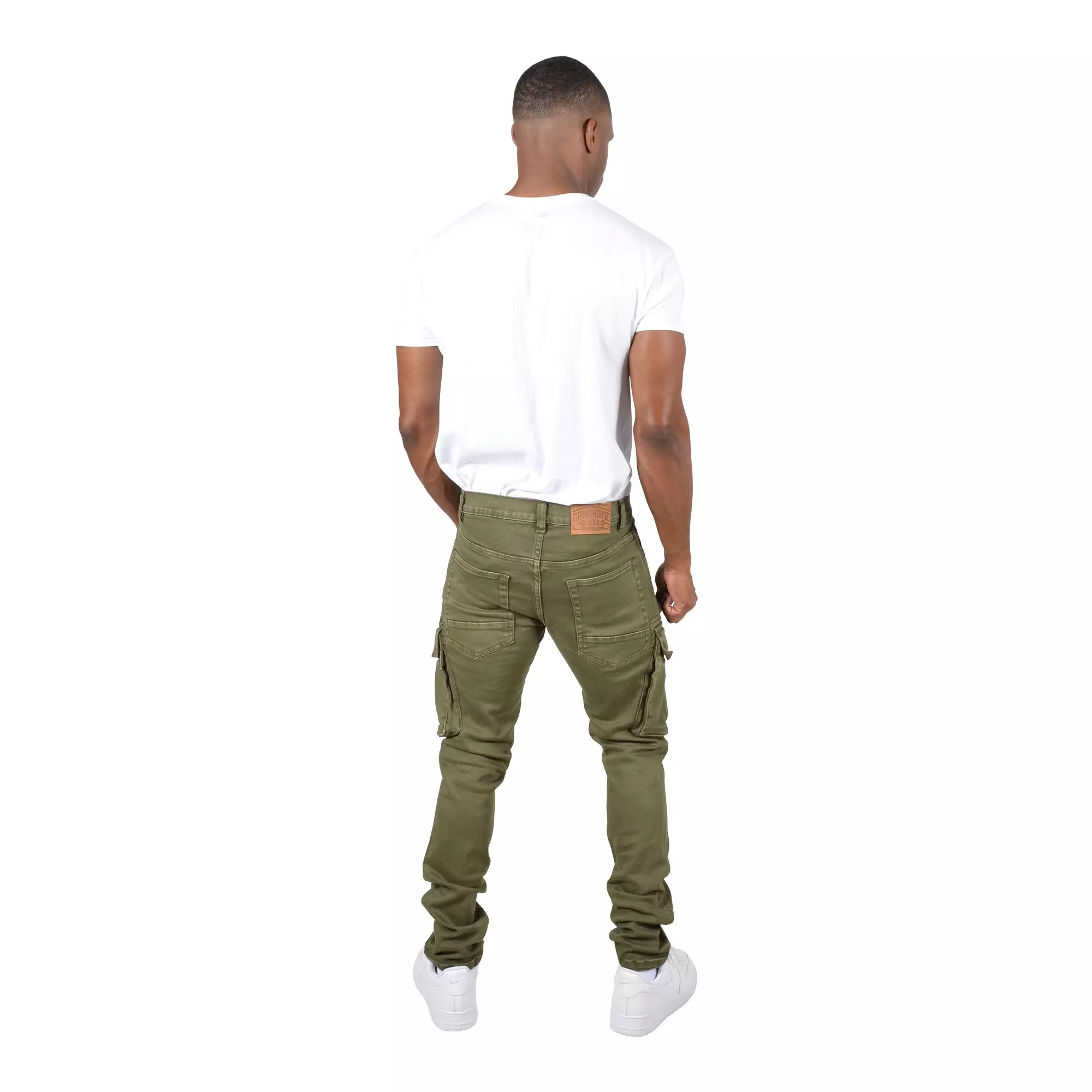 Grindhouse Men's Side Cargo Pocket Denim Jeans - Olive - OLIVE