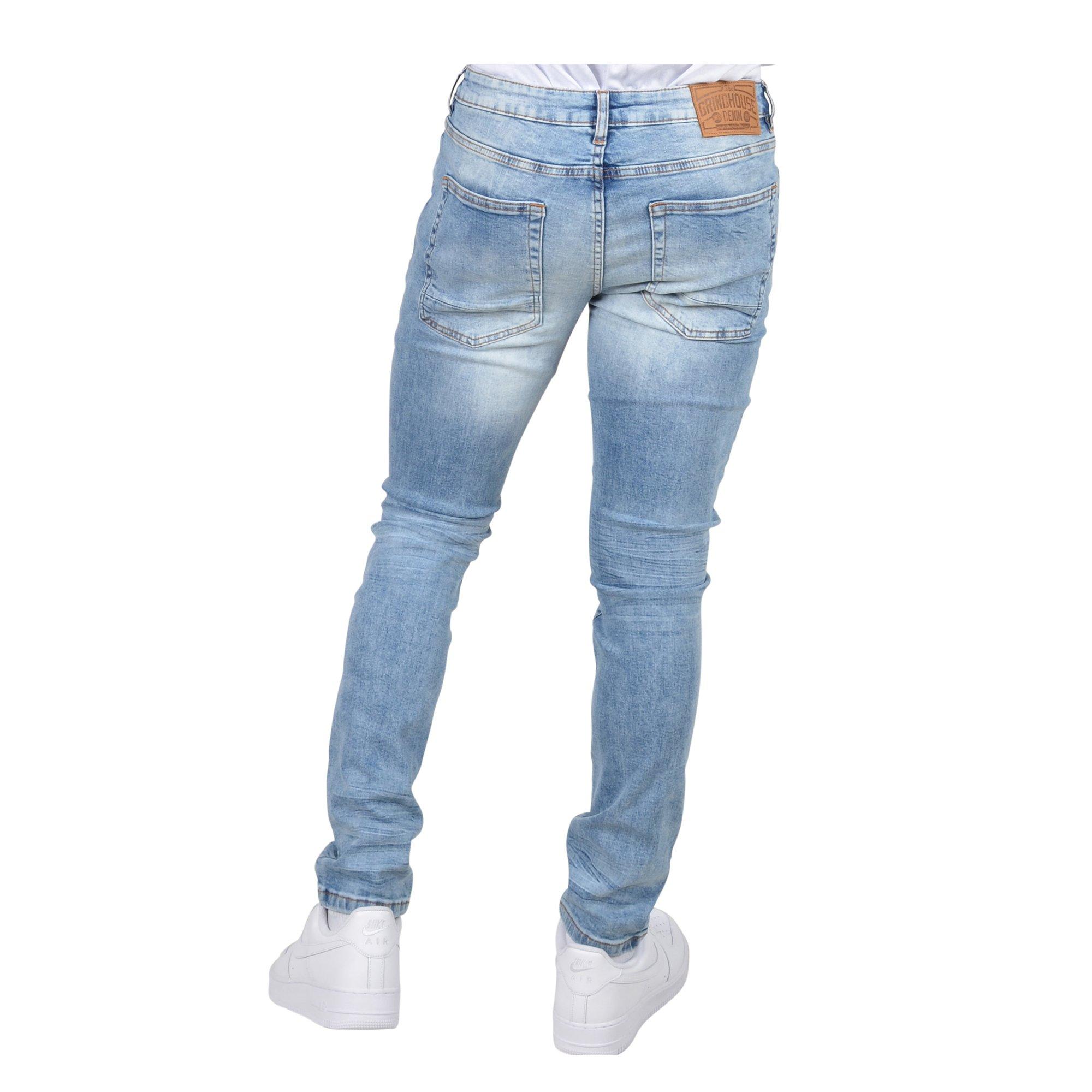 Grindhouse Vintage Rip N Repair Light Blue Denim Men's Jeans