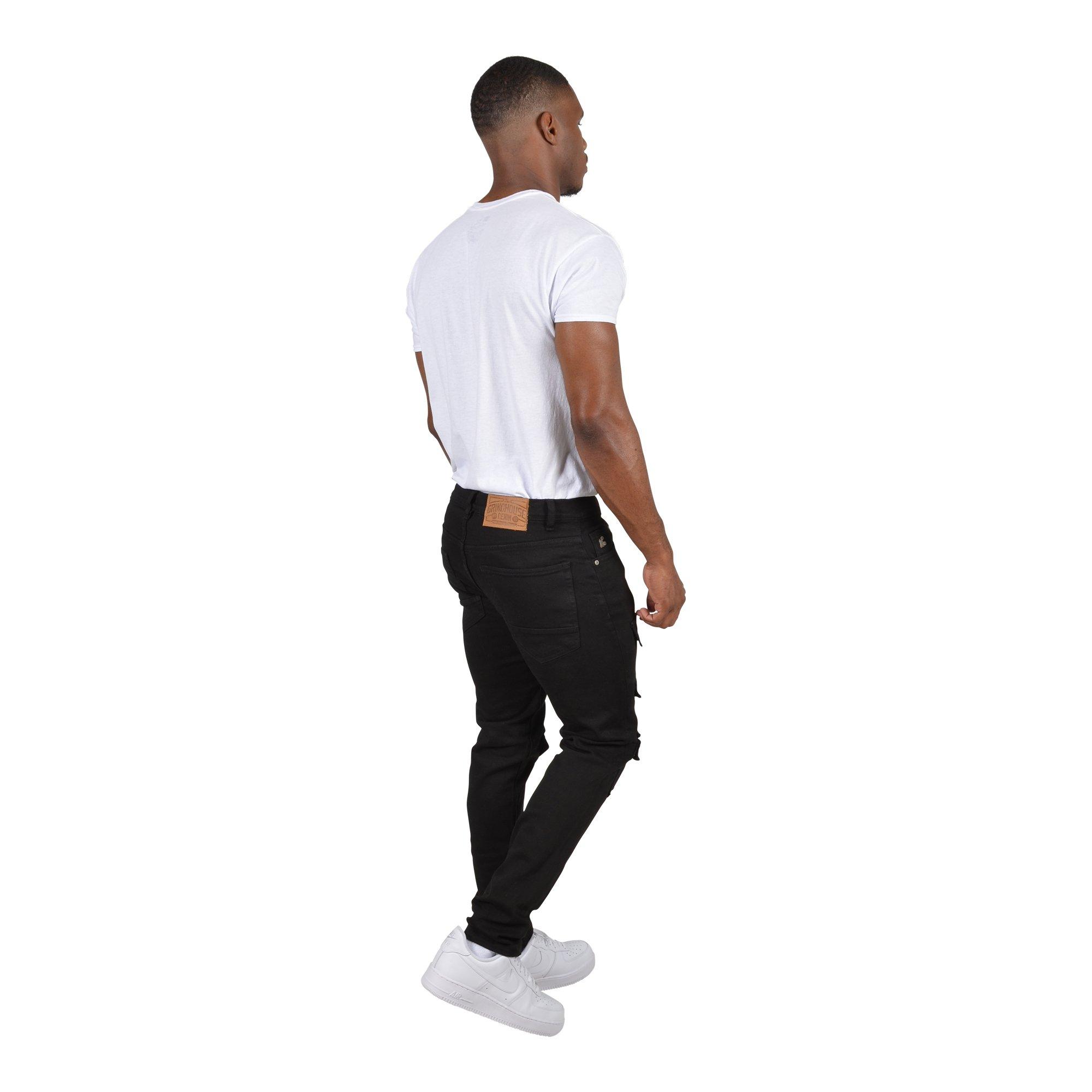 Grindhouse Men's Front Multi Cargo Pocket Denim Jeans - Black - BLACK Thumbnail View 2