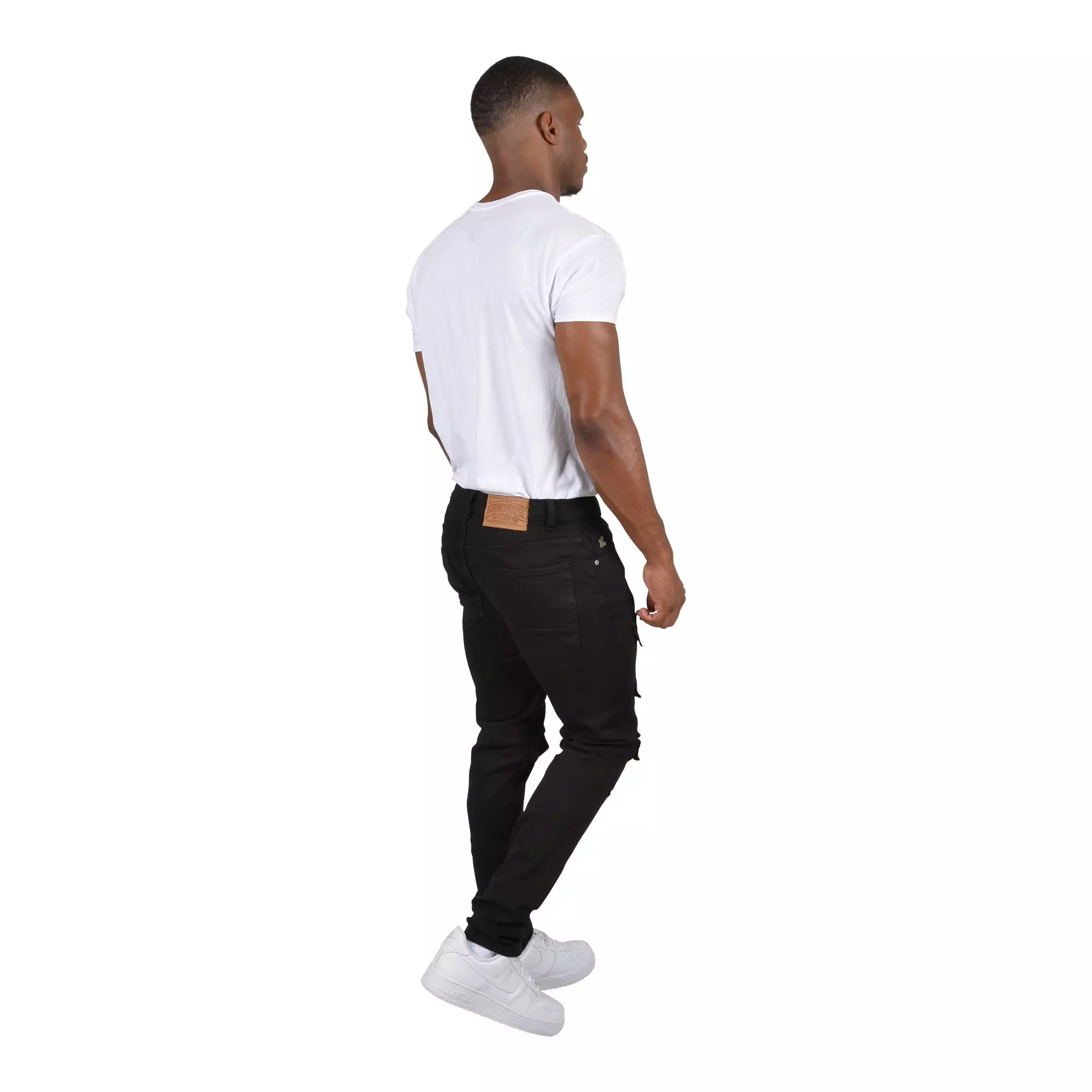 Grindhouse Men's Front Multi Cargo Pocket Denim Jeans - Black - BLACK