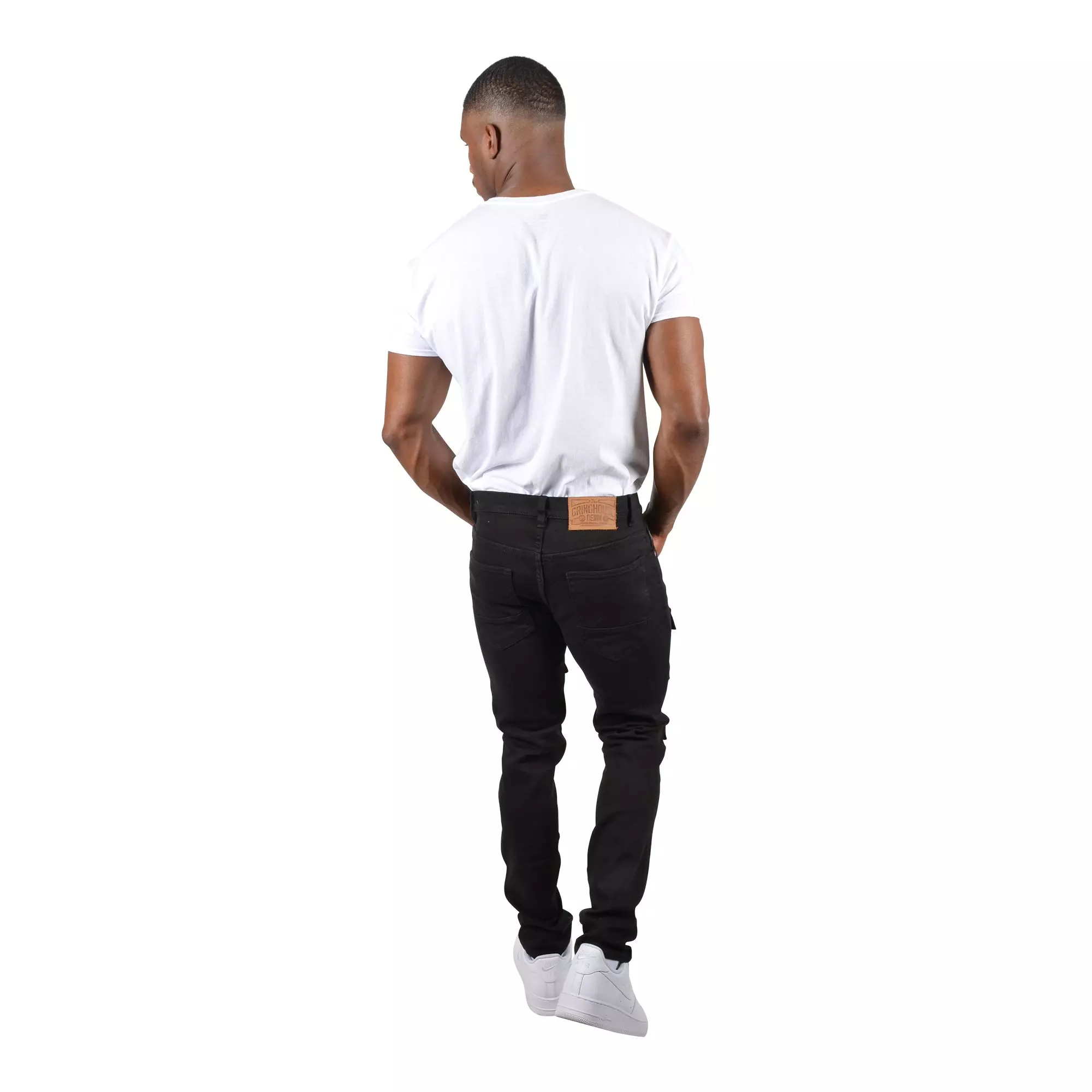 Grindhouse Men's Front Multi Cargo Pocket Denim Jeans - Black - BLACK