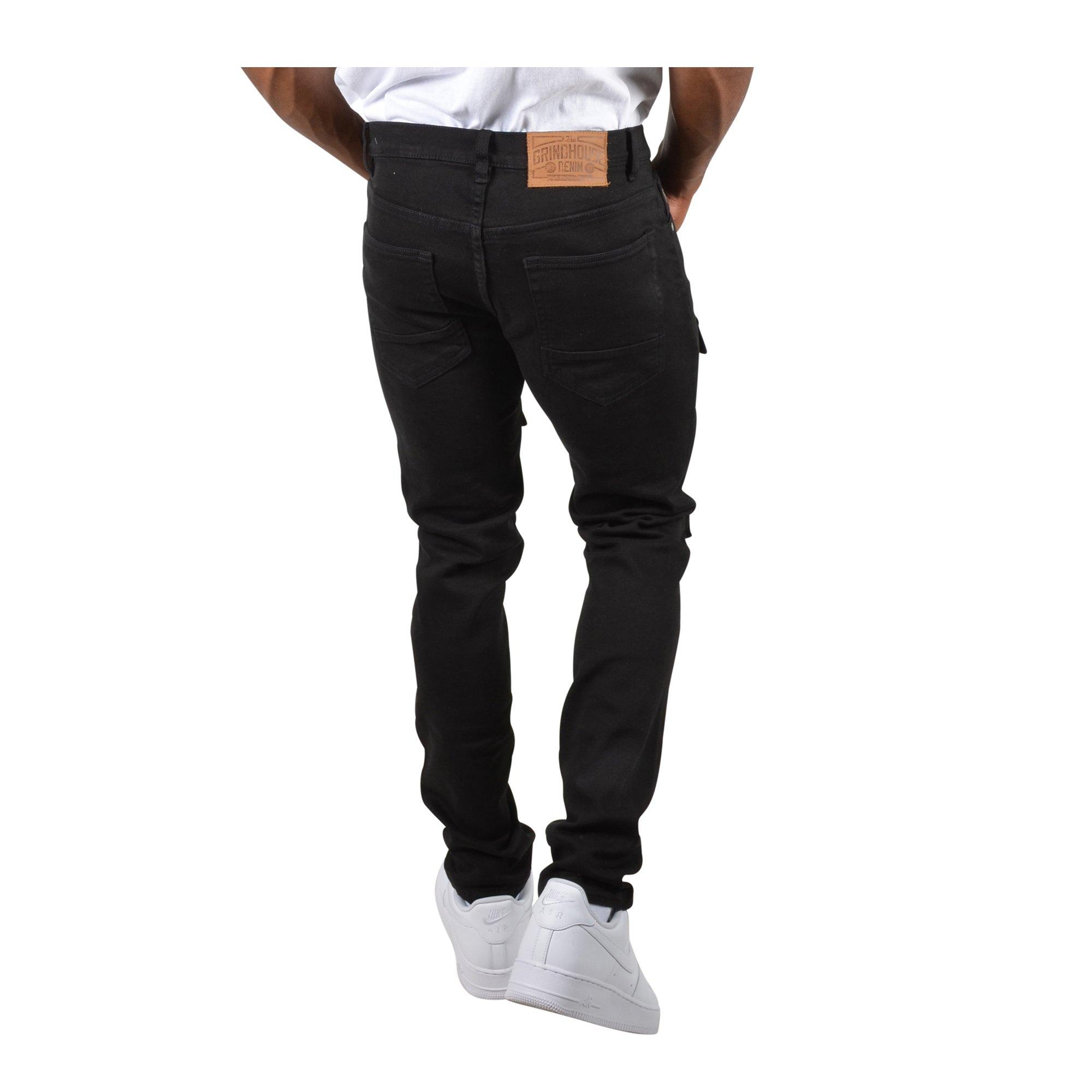 Grindhouse Men's Front Multi Cargo Pocket Denim Jeans - Black - BLACK Thumbnail View 5