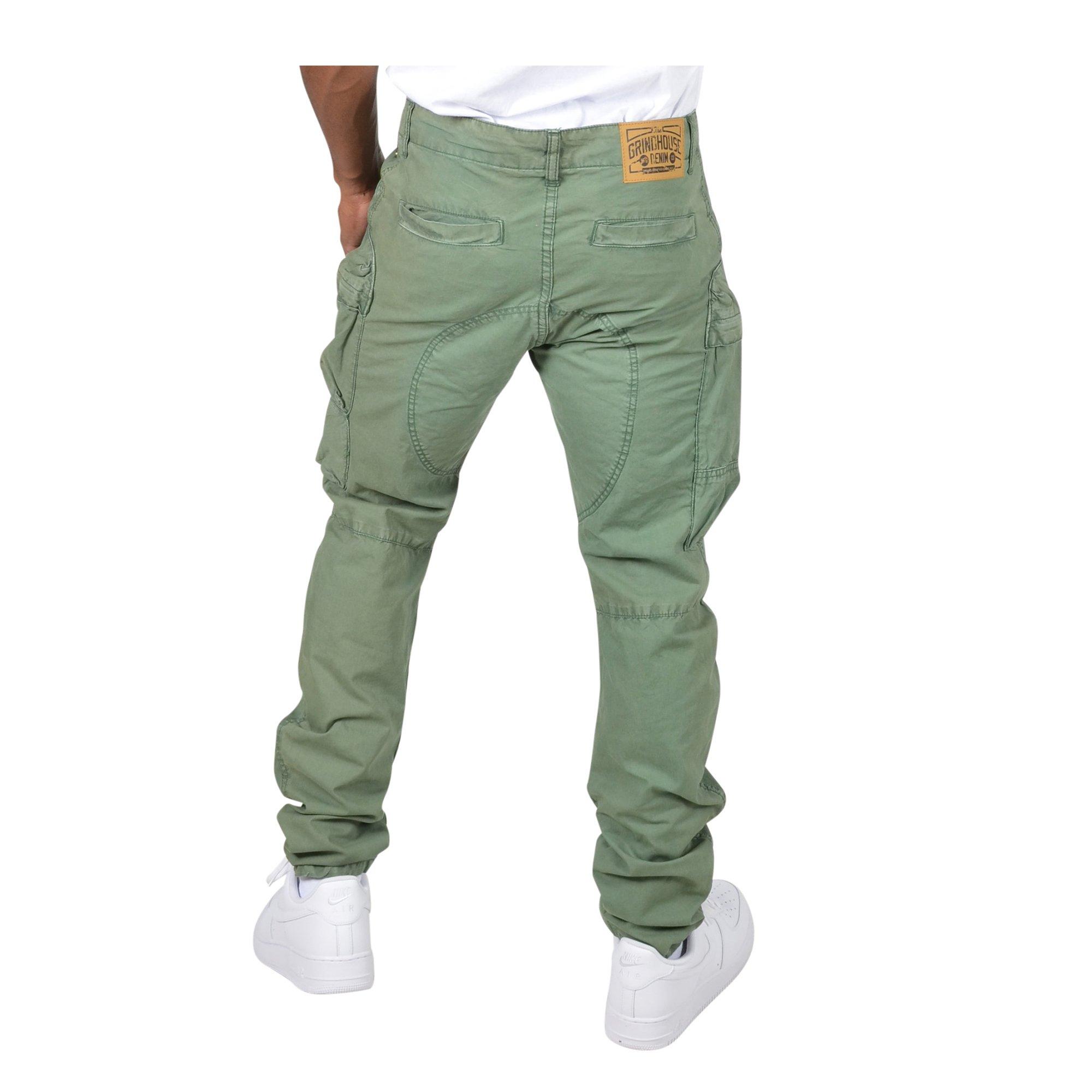 Grindhouse Twill Front Cargo Zip Green Men's Pants