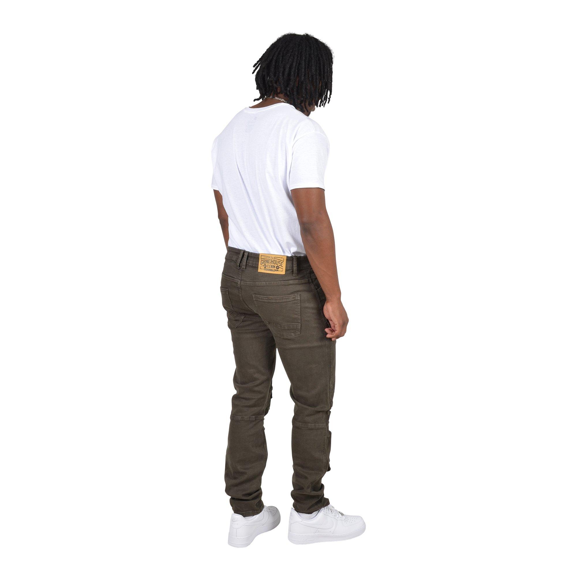 Grindhouse Twill Front Cargo Log Zip Olive Men's Pants