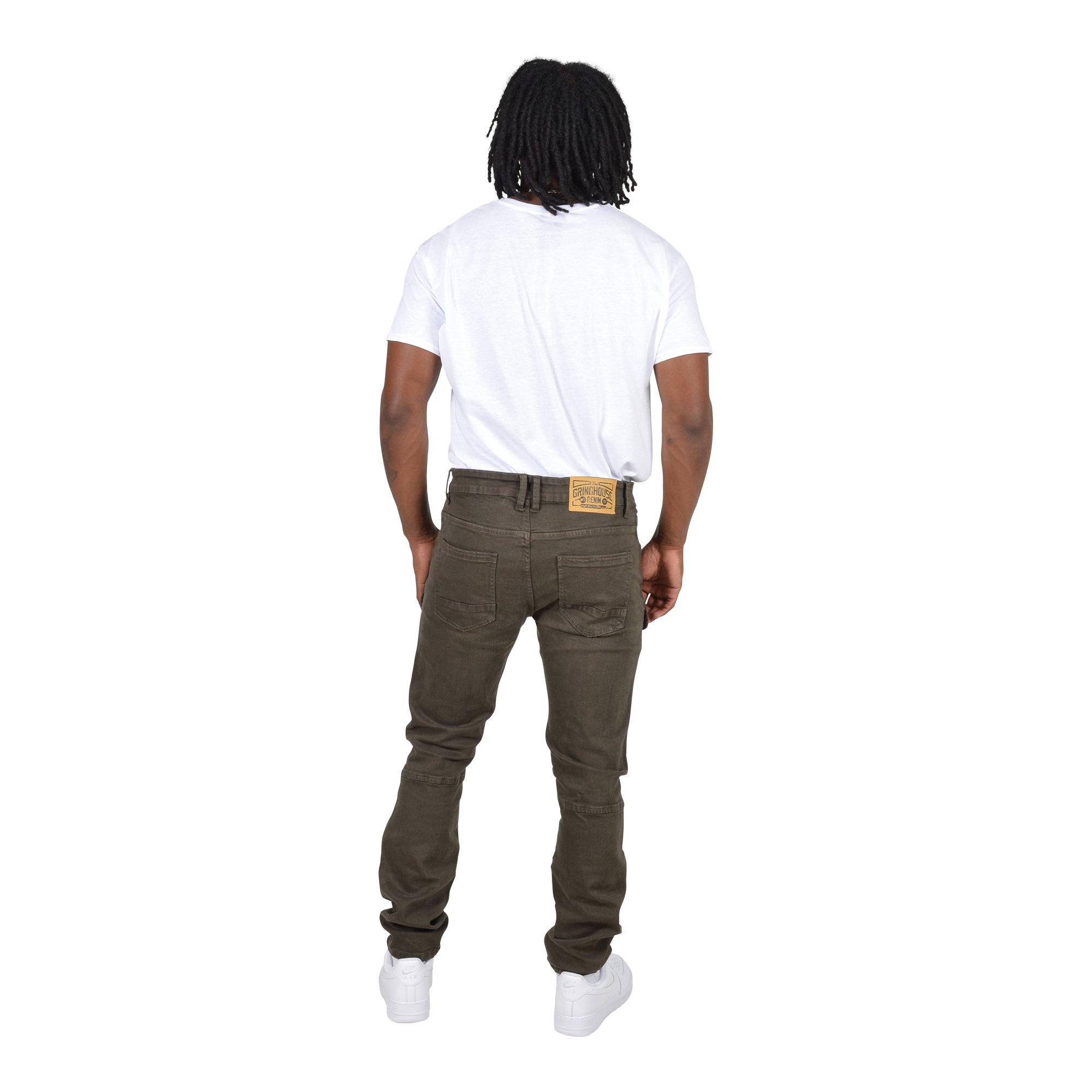 Grindhouse Twill Front Cargo Log Zip Olive Men's Pants