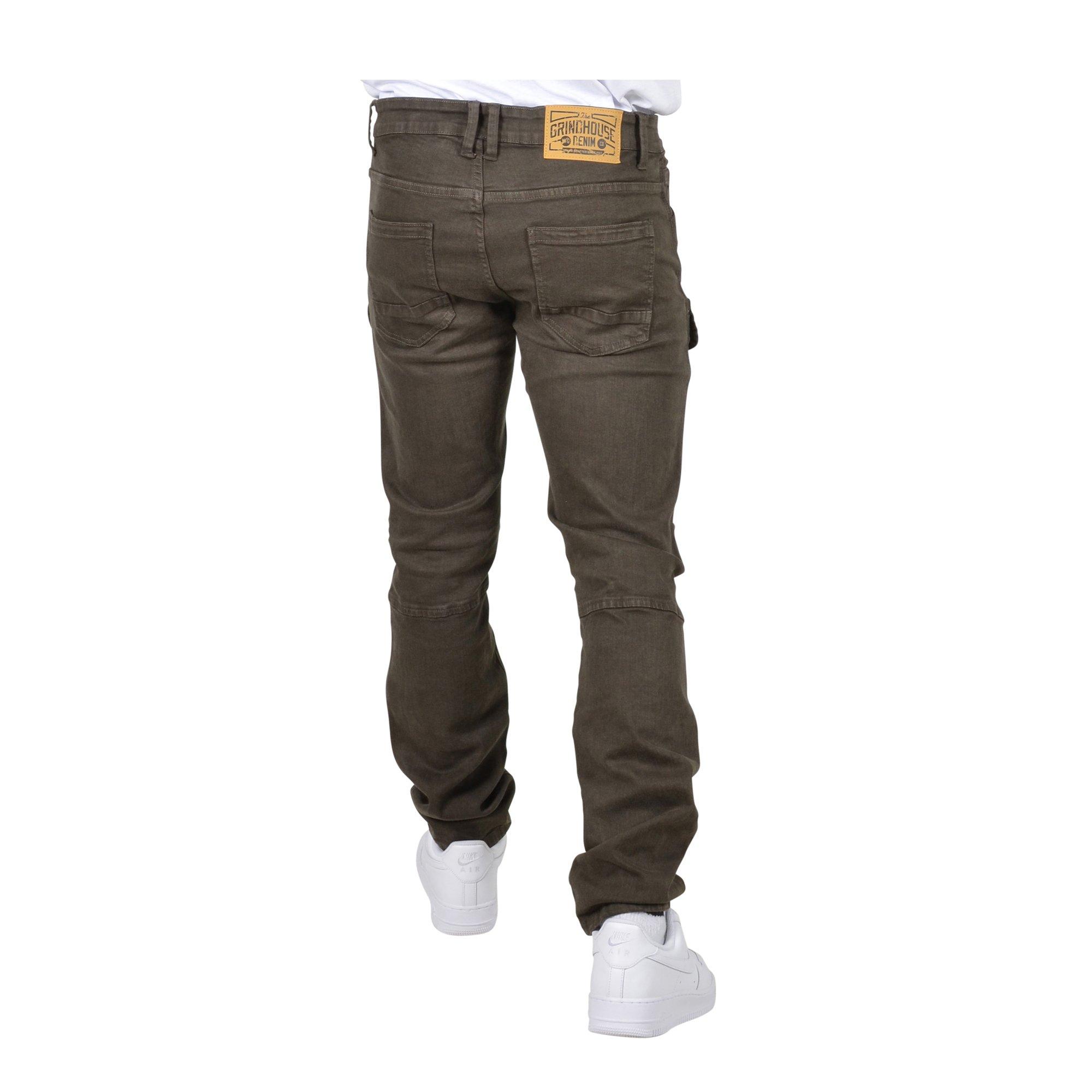 Grindhouse Twill Front Cargo Log Zip Olive Men's Pants