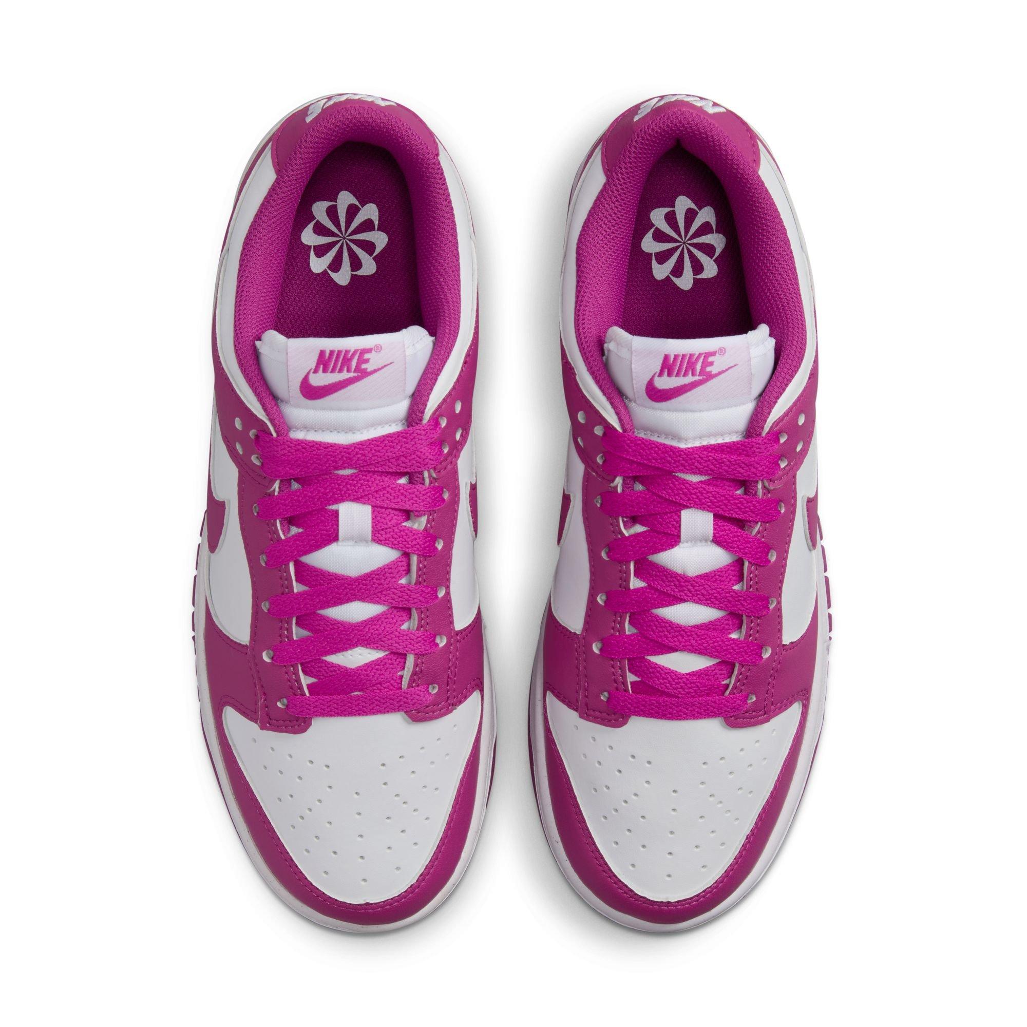 Nike Dunk Low "White/Hot Fuchsia" Women's Shoe - WHITE/PURPLE Thumbnail View 6