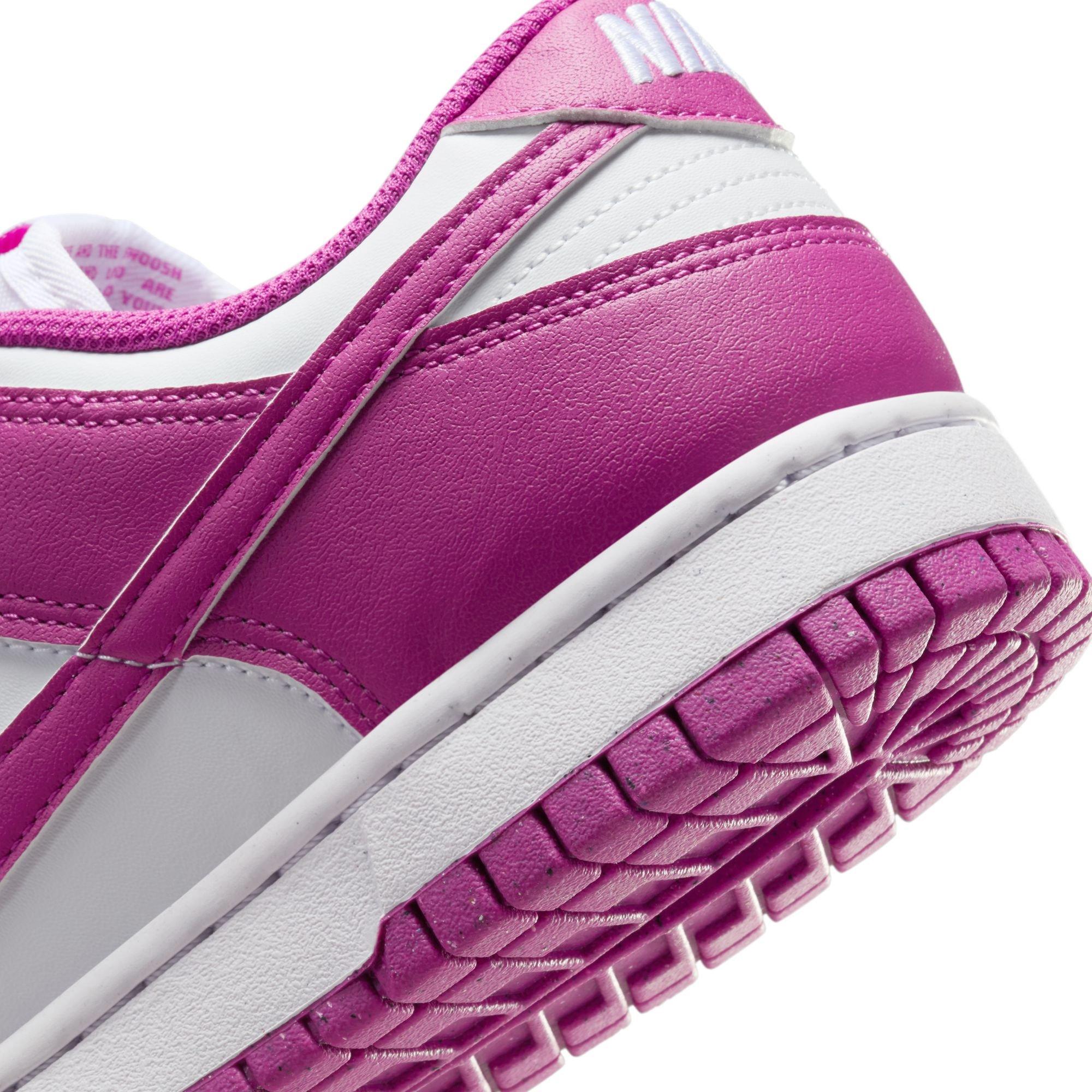 Nike Dunk Low "White/Hot Fuchsia" Women's Shoe - WHITE/PURPLE Thumbnail View 9