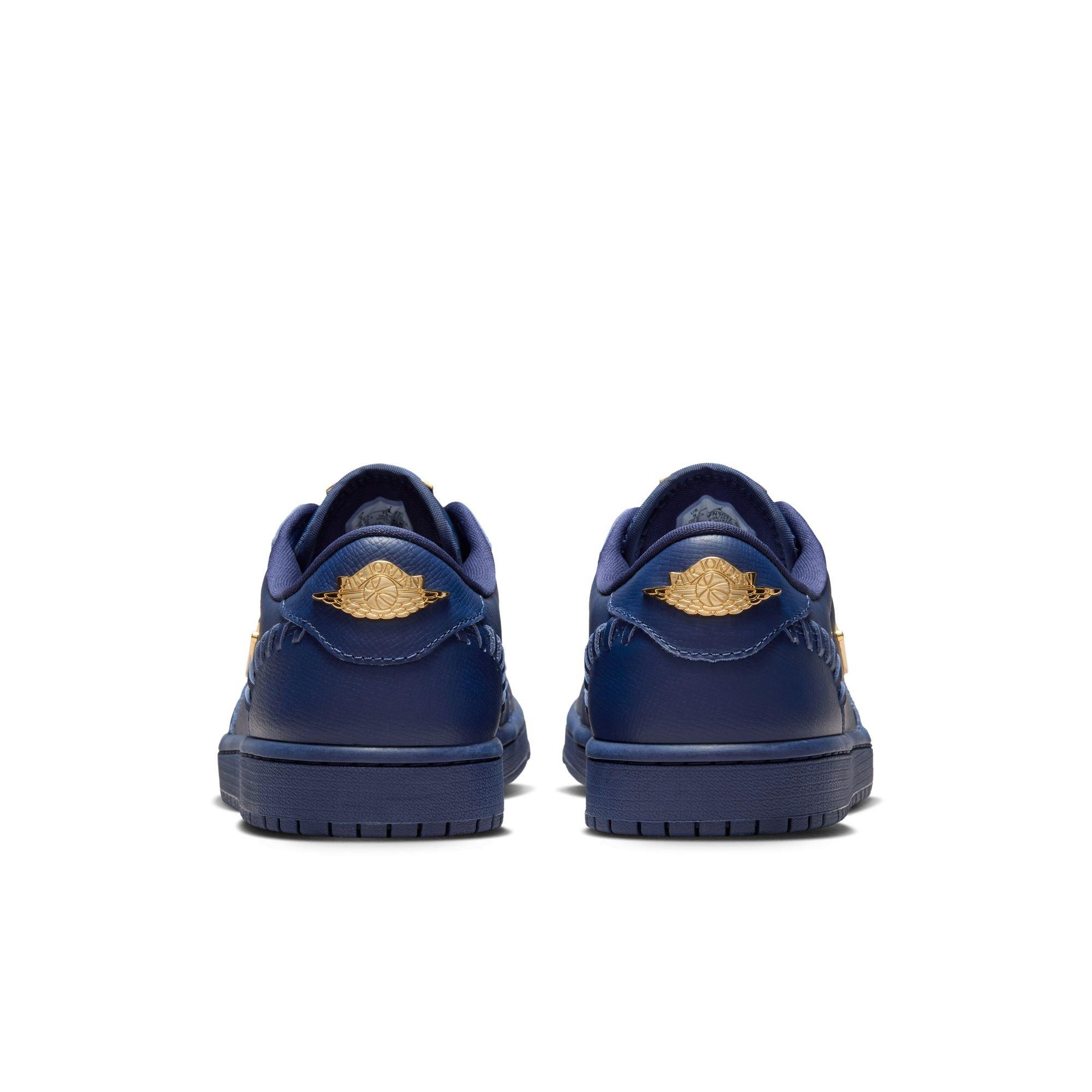 Jordan 1 Low Method of Make "Midnight Navy/Metallic Gold" Women's Shoe - GOLD/NAVY Thumbnail View 6