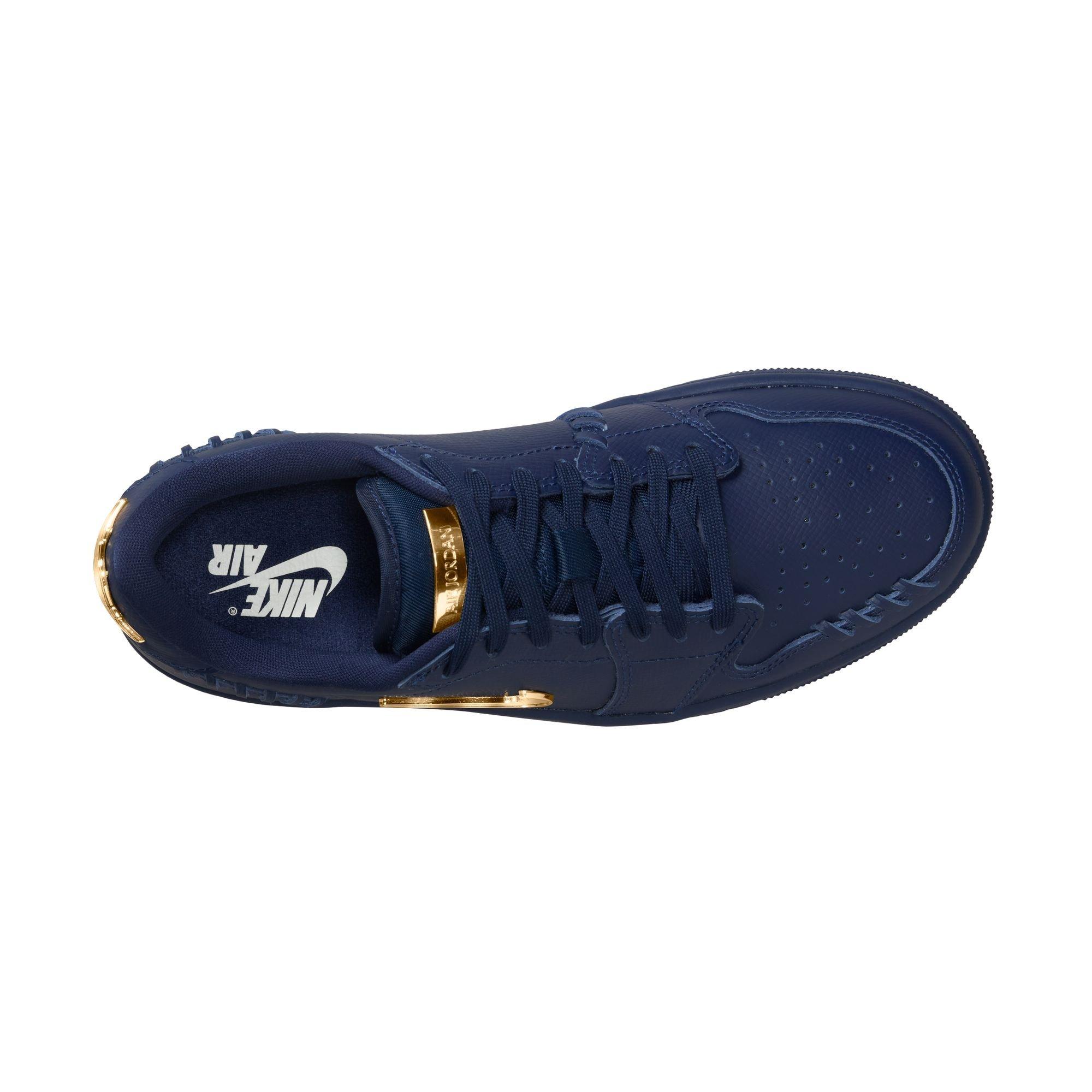 Jordan 1 Low Method of Make "Midnight Navy/Metallic Gold" Women's Shoe - GOLD/NAVY Thumbnail View 8