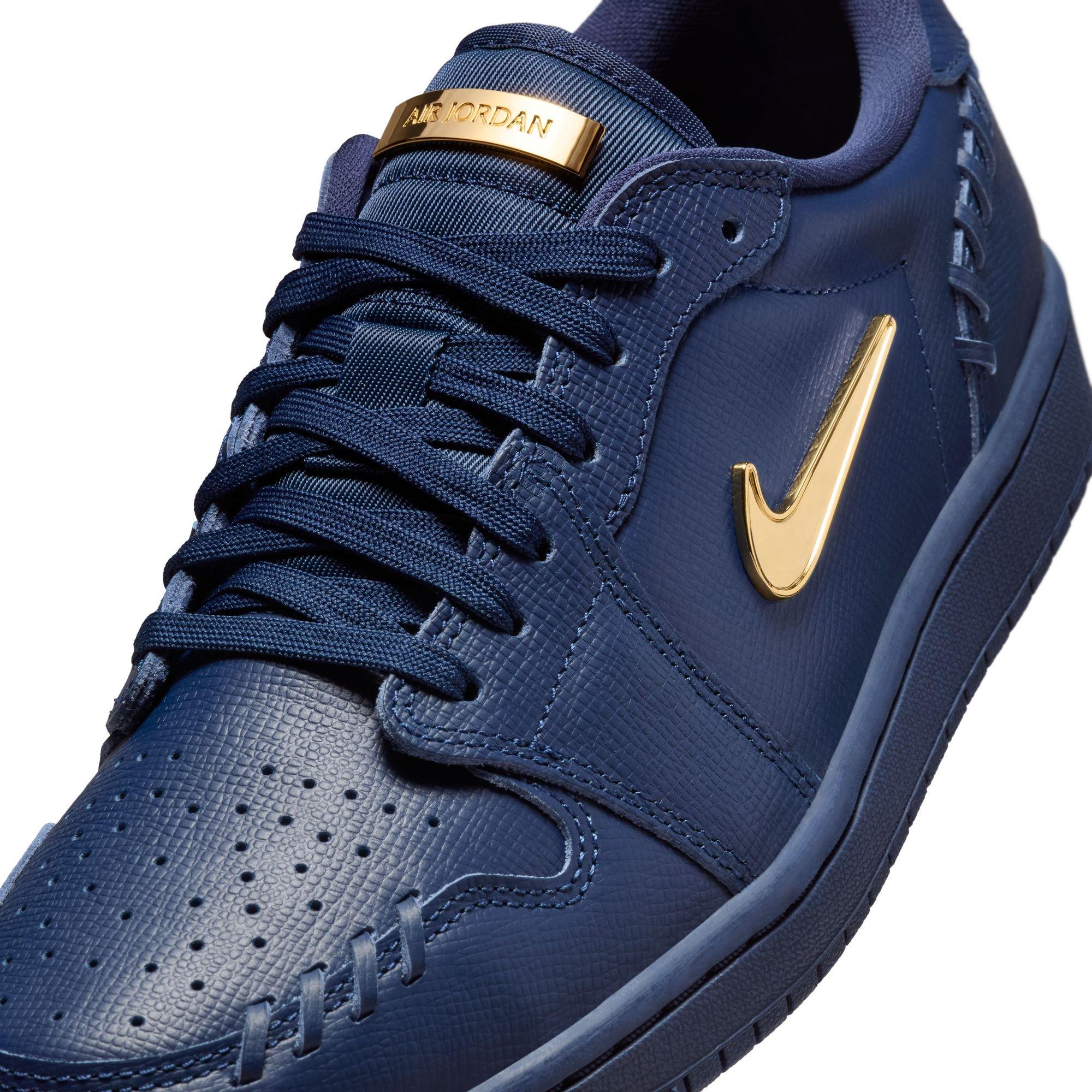 Jordan 1 Low Method of Make "Midnight Navy/Metallic Gold" Women's Shoe - GOLD/NAVY Thumbnail View 10