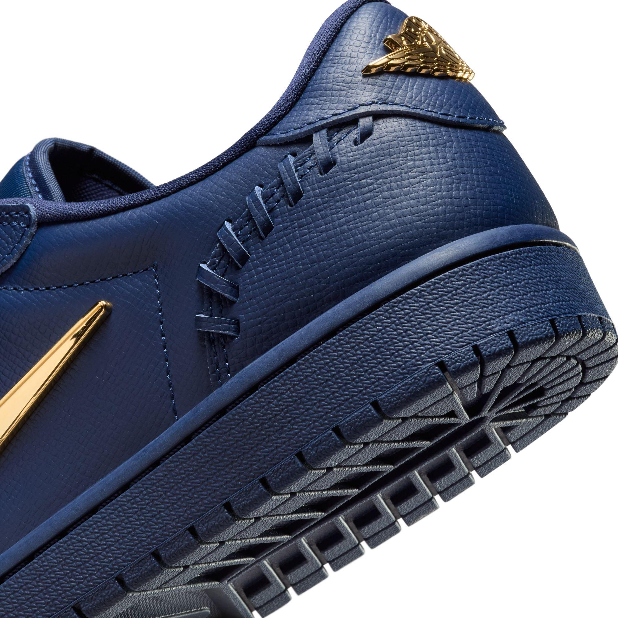 Jordan 1 Low Method of Make "Midnight Navy/Metallic Gold" Women's Shoe - GOLD/NAVY Thumbnail View 11
