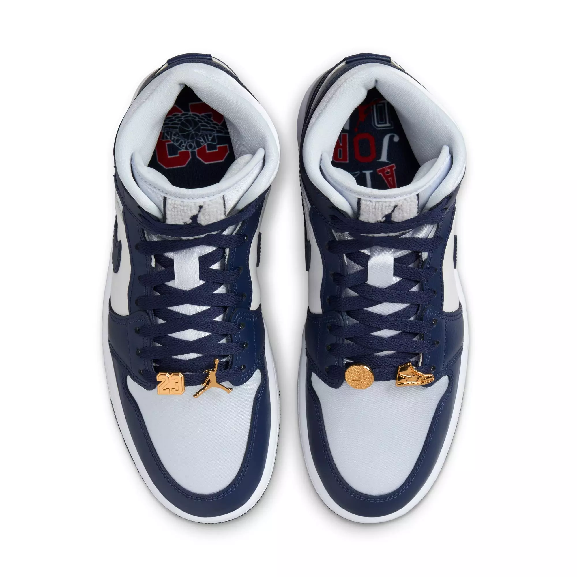 Jordan 1 Mid SE "Football Grey/Midnight Navy/White" Women's Shoe - GREY/NAVY