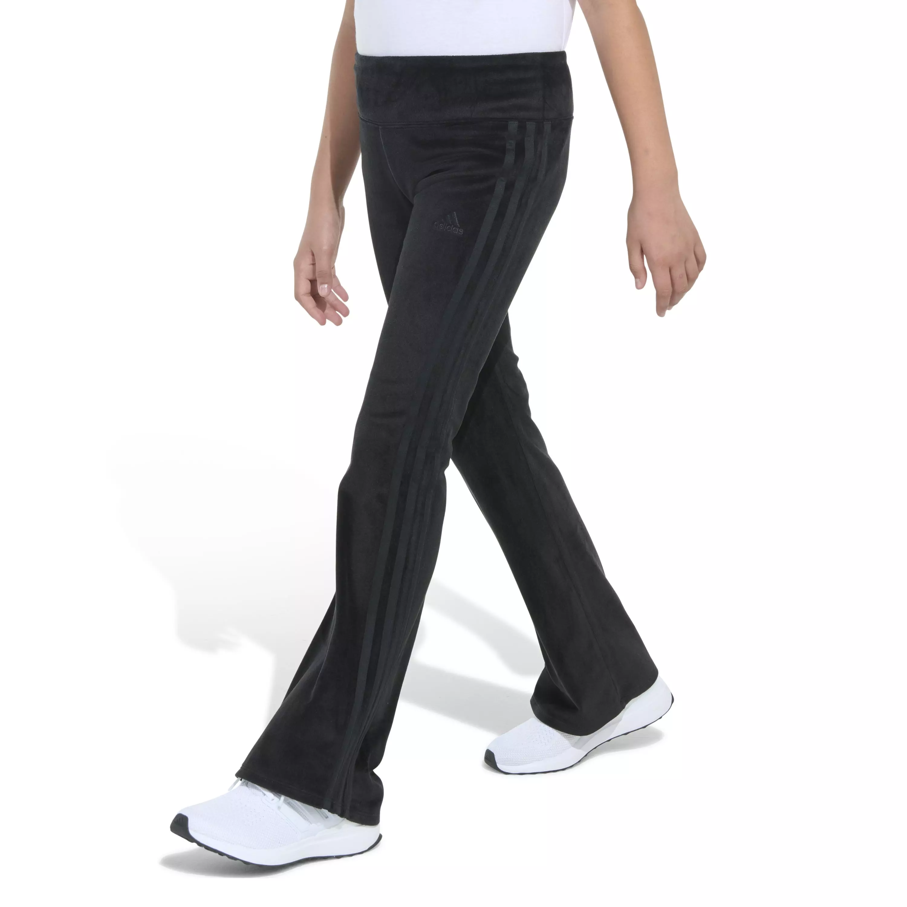 adidas Big Girls' Rib Flare Legged Pants - BLACK