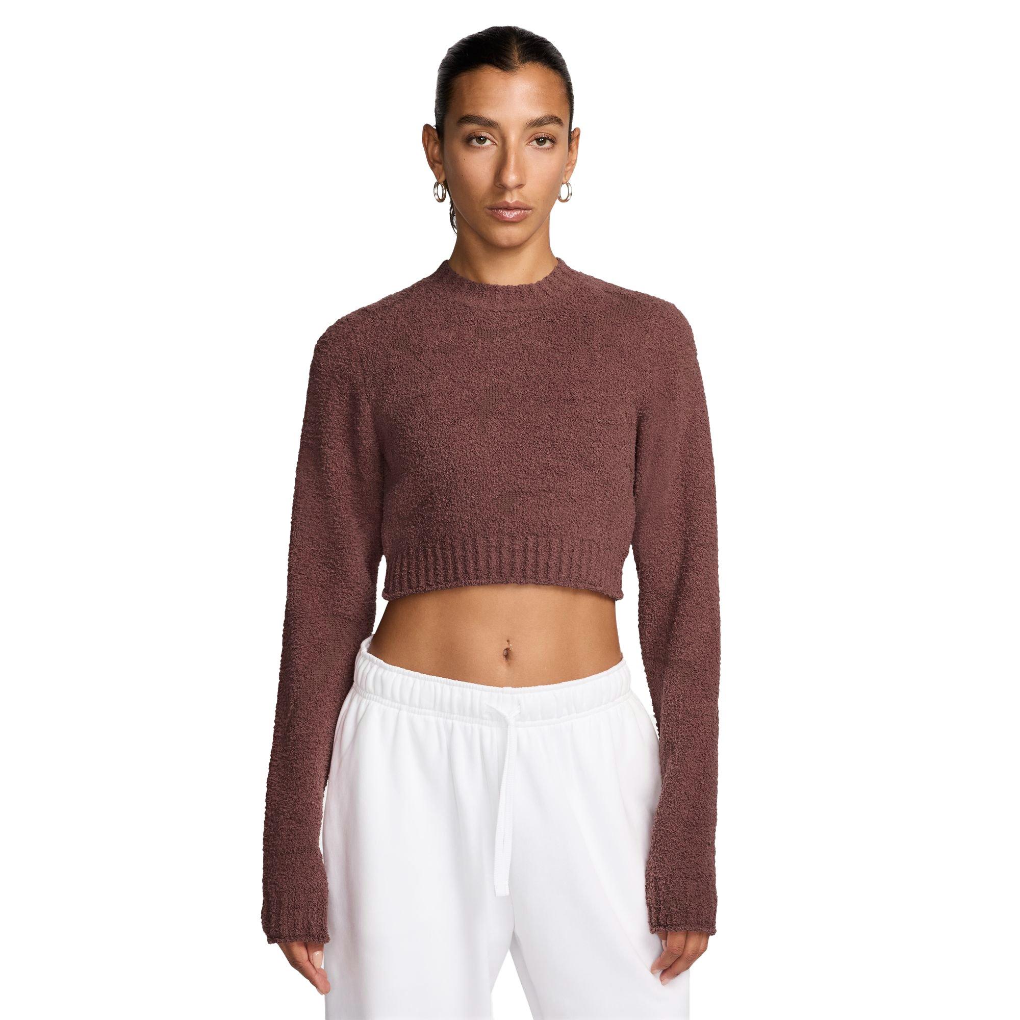 Nike Women's Sportswear Phoenix Boucle Tight Knit Long-Sleeve Top - RED Thumbnail View 1