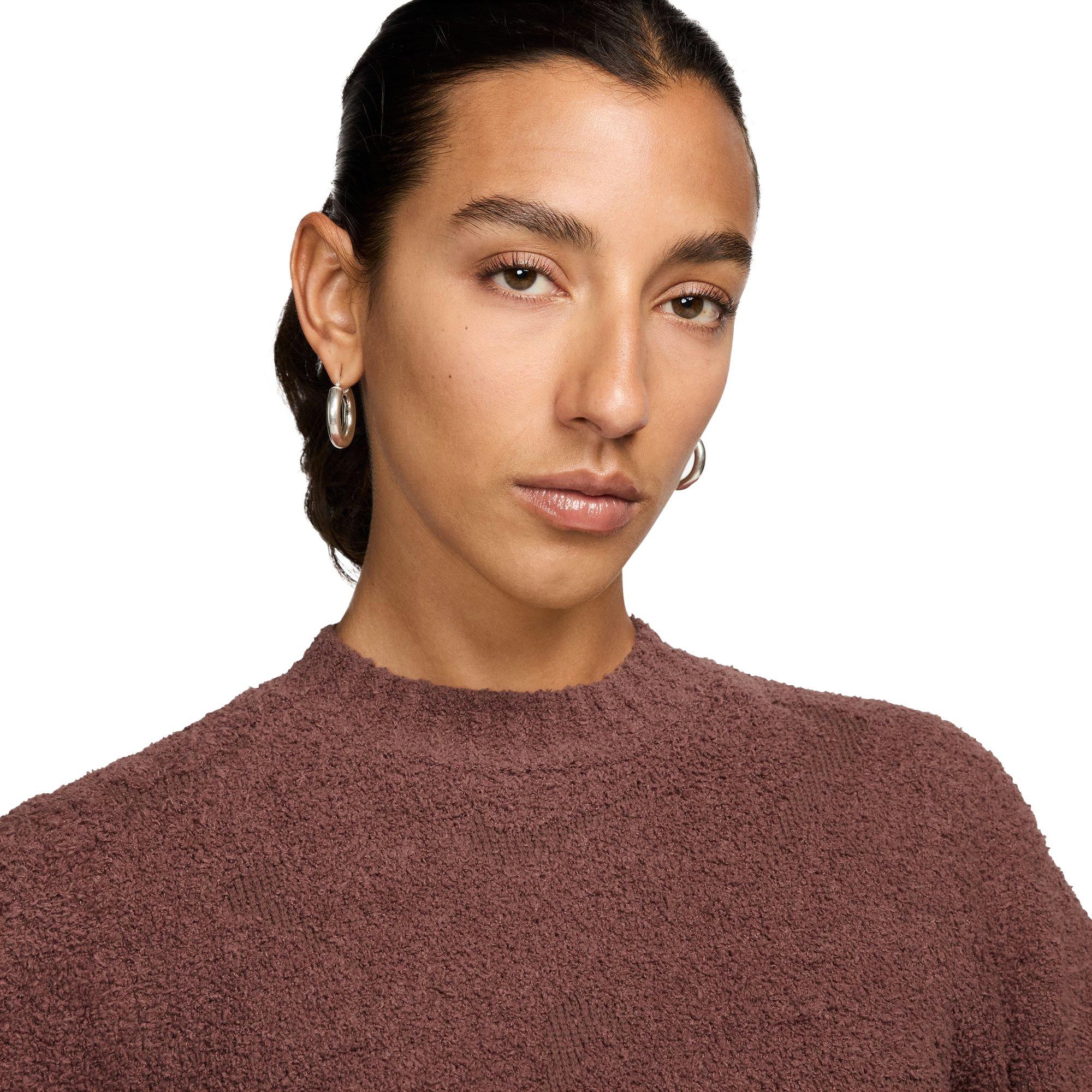 Nike Women's Sportswear Phoenix Boucle Tight Knit Long-Sleeve Top - RED Thumbnail View 3