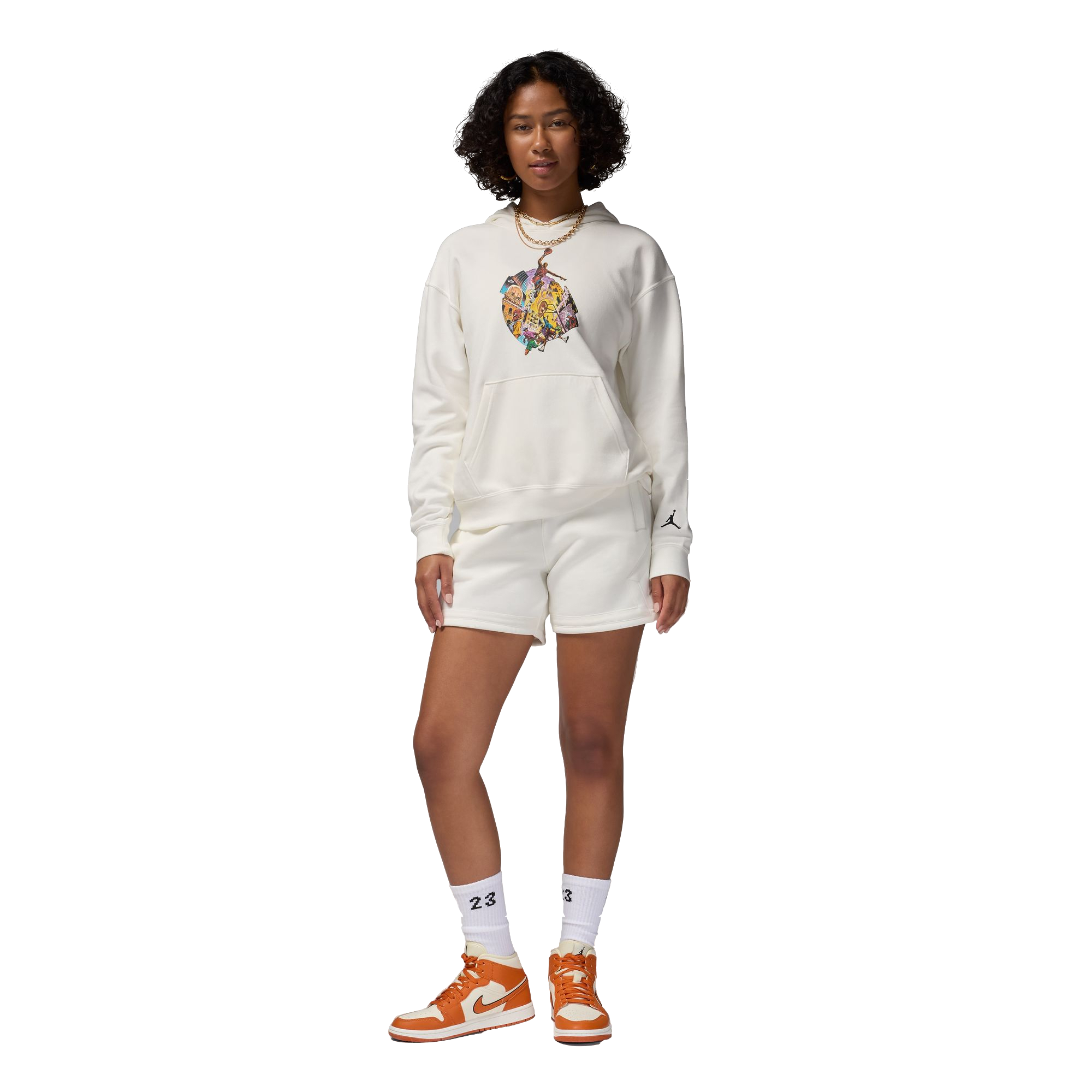 Jordan Women's Brooklyn Fleece Graphic Pullover Hoodie - SAIL Thumbnail View 6