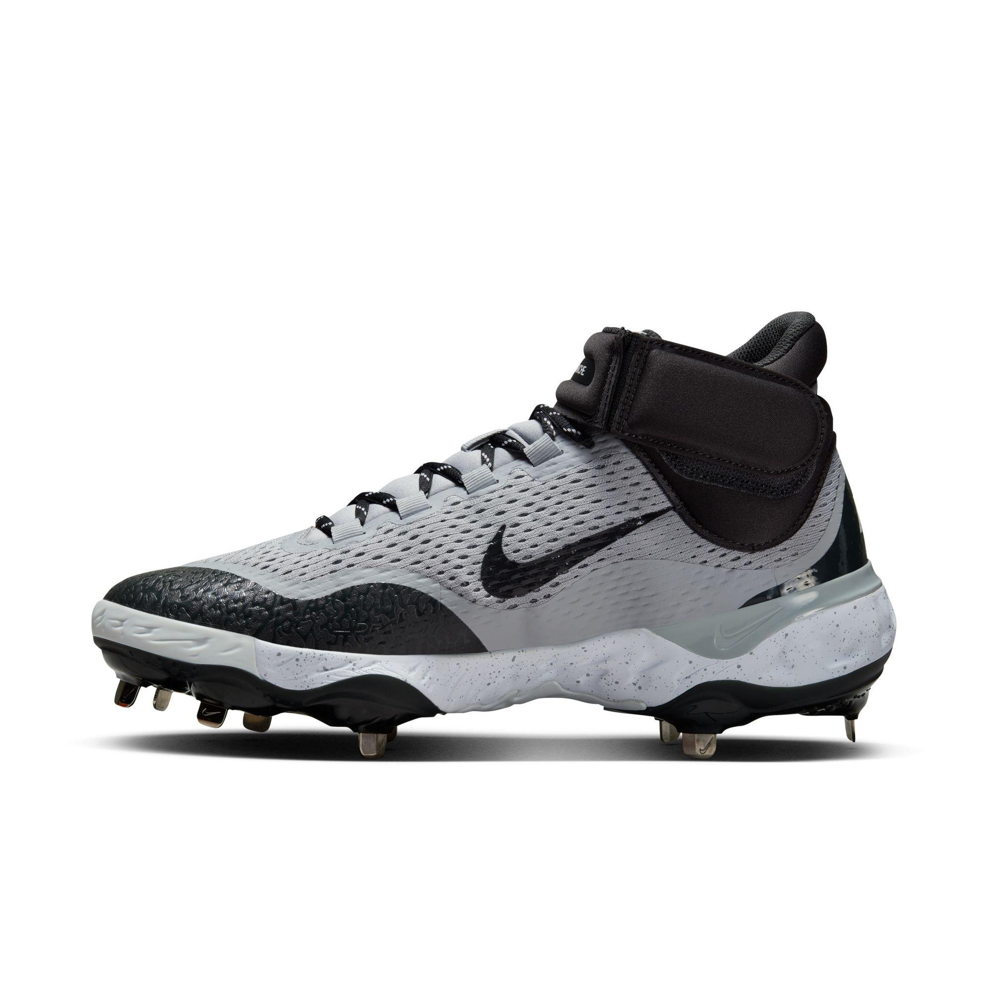 Nike Alpha Huarache Elite 4 Mid "Wolf Grey/Dk Smoke Grey/White" Men's Baseball Cleat - GREY/BLACK Thumbnail View 4