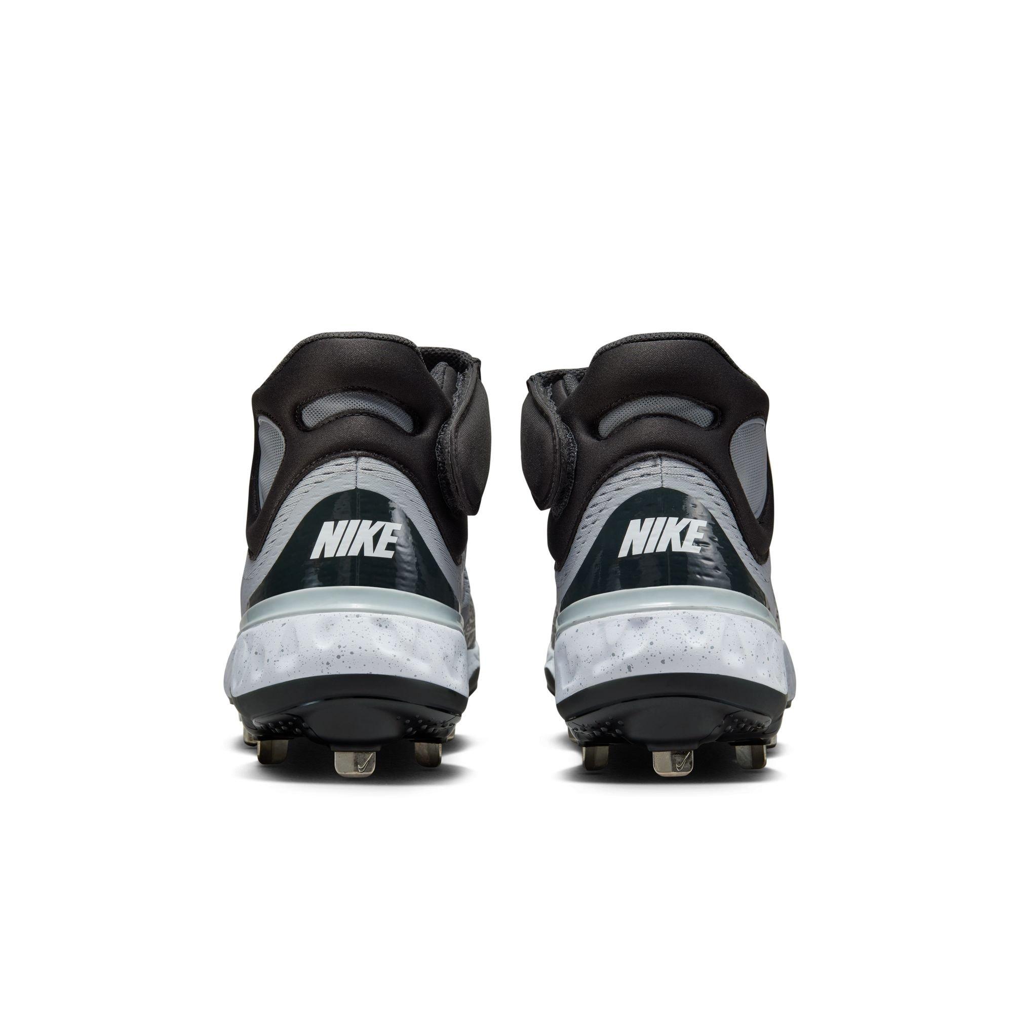 Nike Alpha Huarache Elite 4 Mid "Wolf Grey/Dk Smoke Grey/White" Men's Baseball Cleat - GREY/BLACK Thumbnail View 7