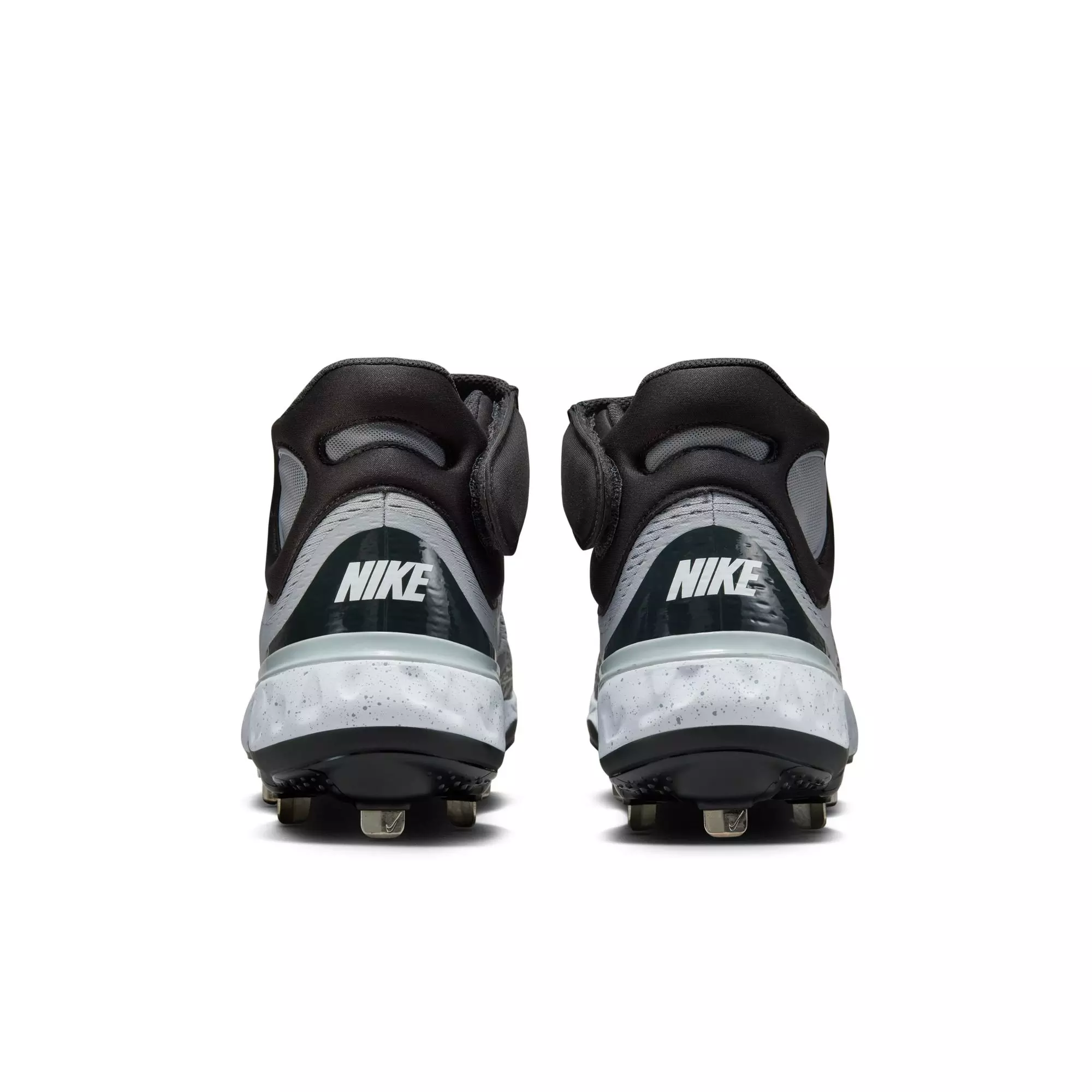 Nike Alpha Huarache Elite 4 Mid "Wolf Grey/Dk Smoke Grey/White" Men's Baseball Cleat - GREY/BLACK