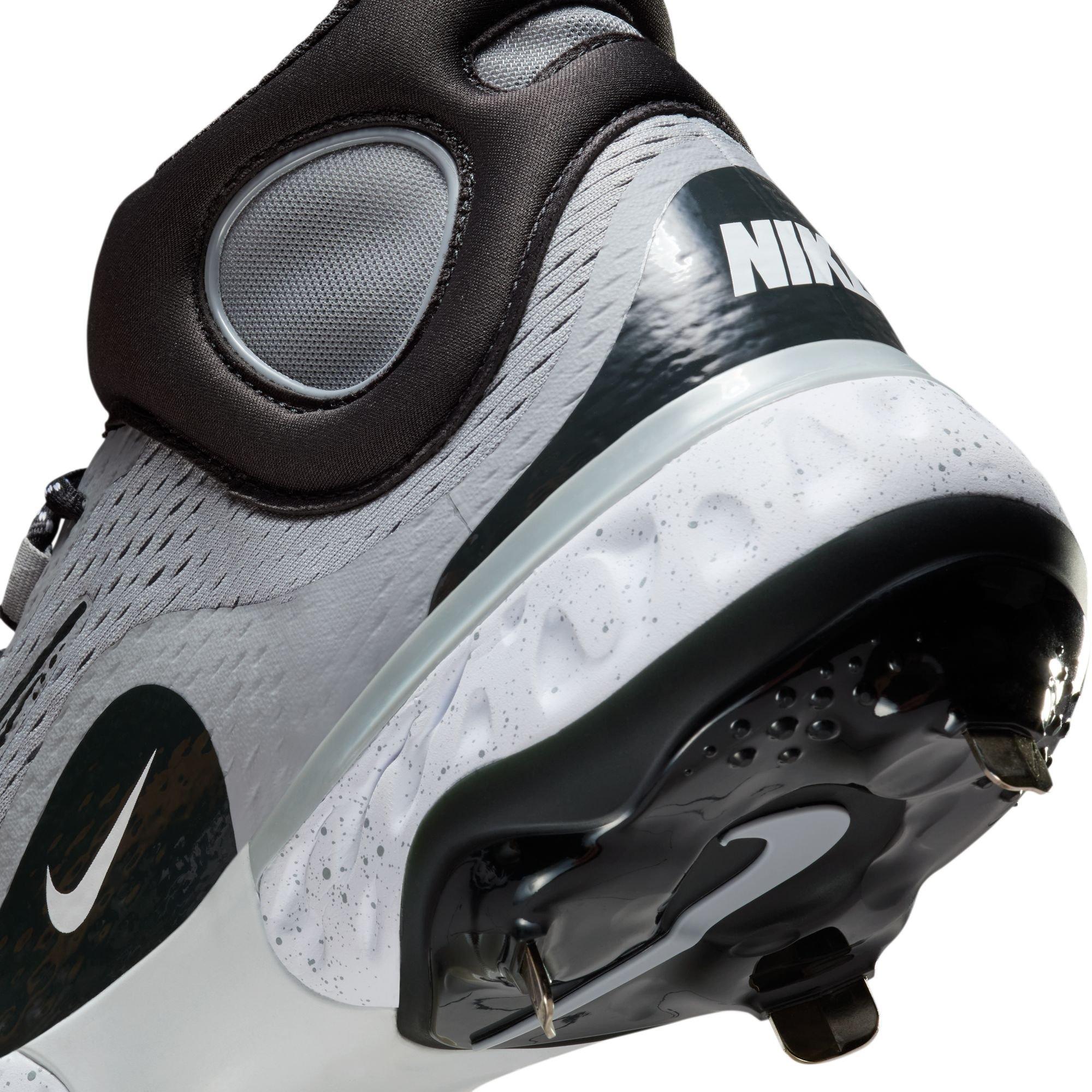 Nike Alpha Huarache Elite 4 Mid "Wolf Grey/Dk Smoke Grey/White" Men's Baseball Cleat - GREY/BLACK Thumbnail View 11