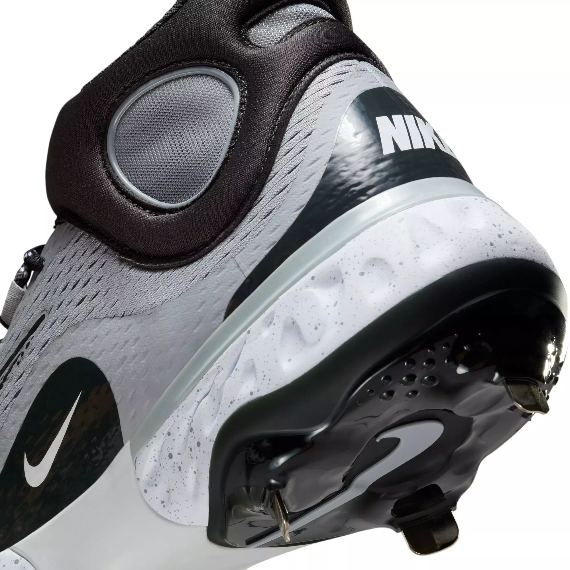 Nike Alpha Huarache Elite 4 Mid "Wolf Grey/Dk Smoke Grey/White" Men's Baseball Cleat - GREY/BLACK