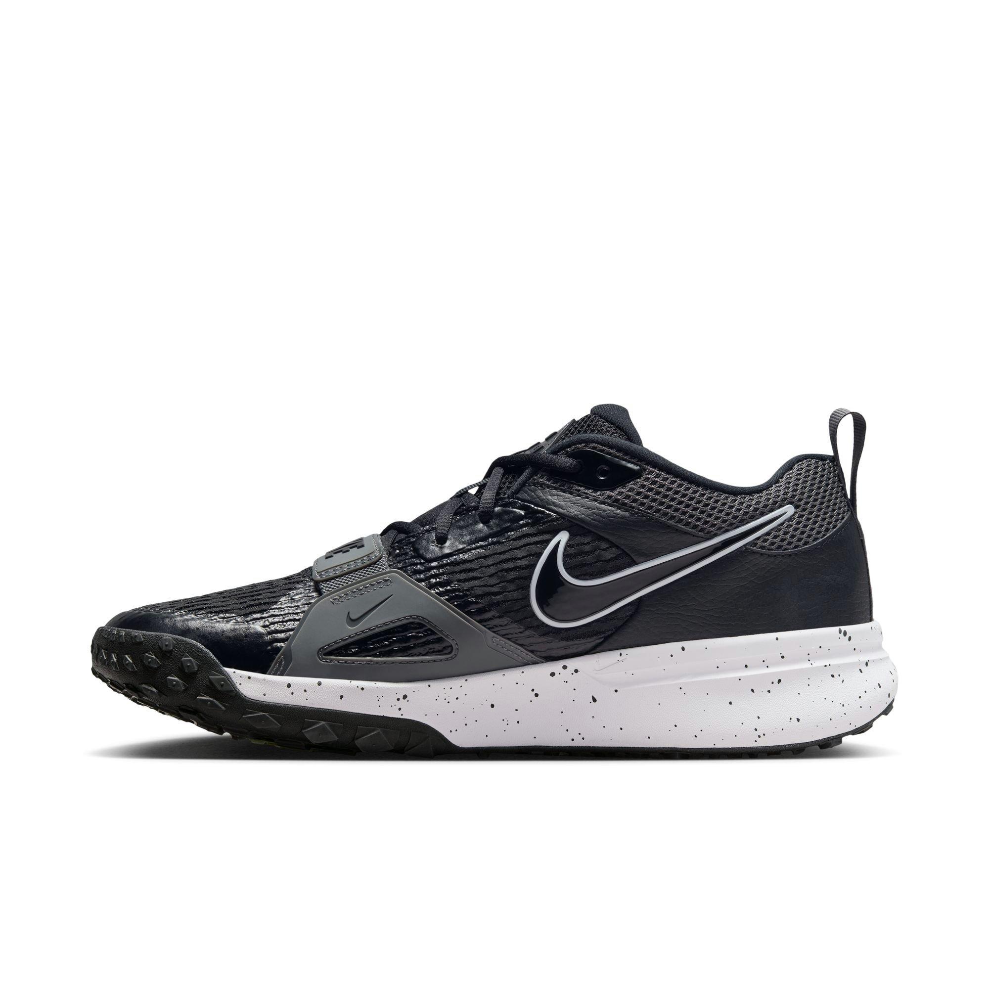 Nike Air Zoom Diamond Elite Turf "Black/White/Iron Grey/Volt" Men's Baseball Shoe - BLACK/GREY Thumbnail View 4