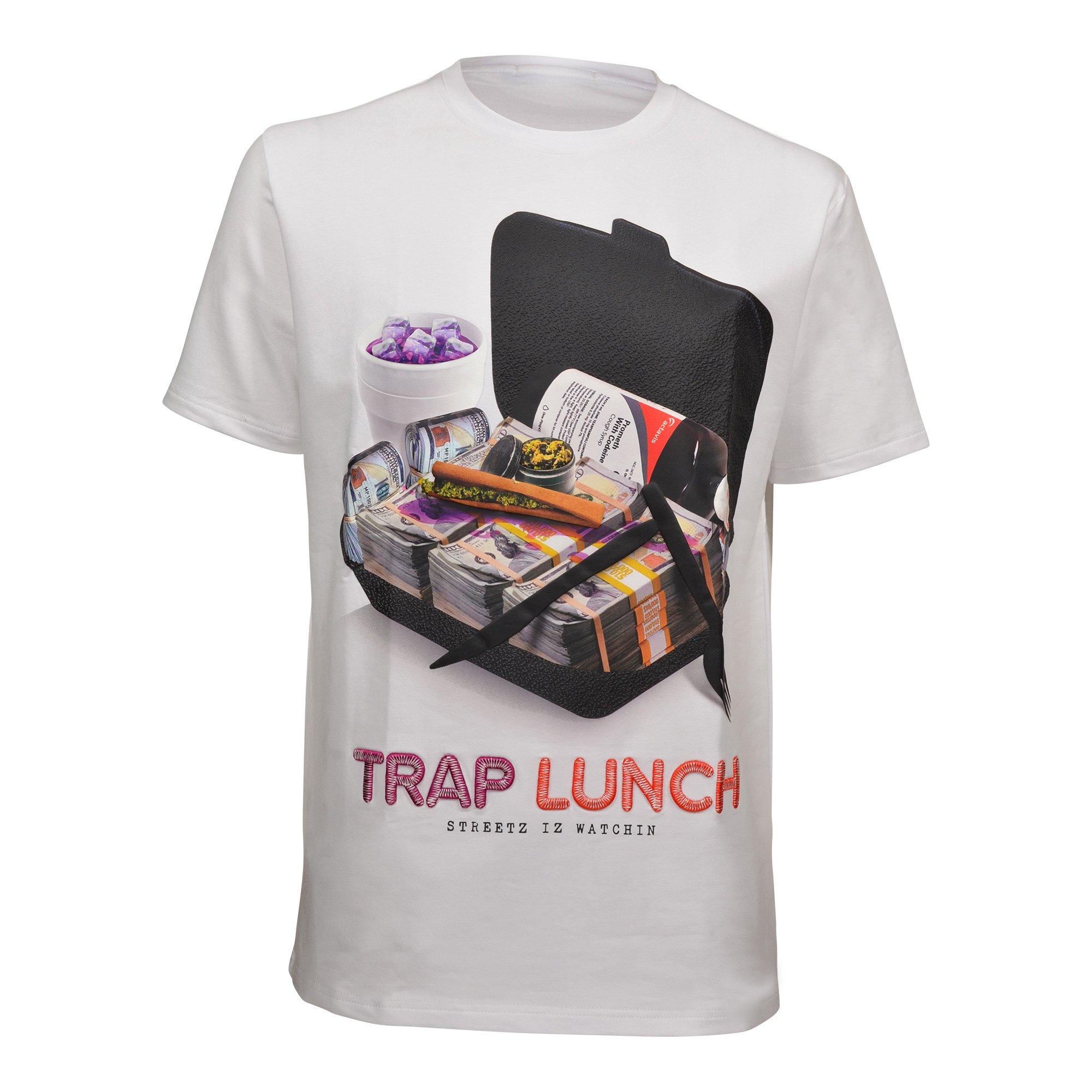 Streetz Iz Watchin Men's Trap Lunch Tee - WHITE Thumbnail View 1