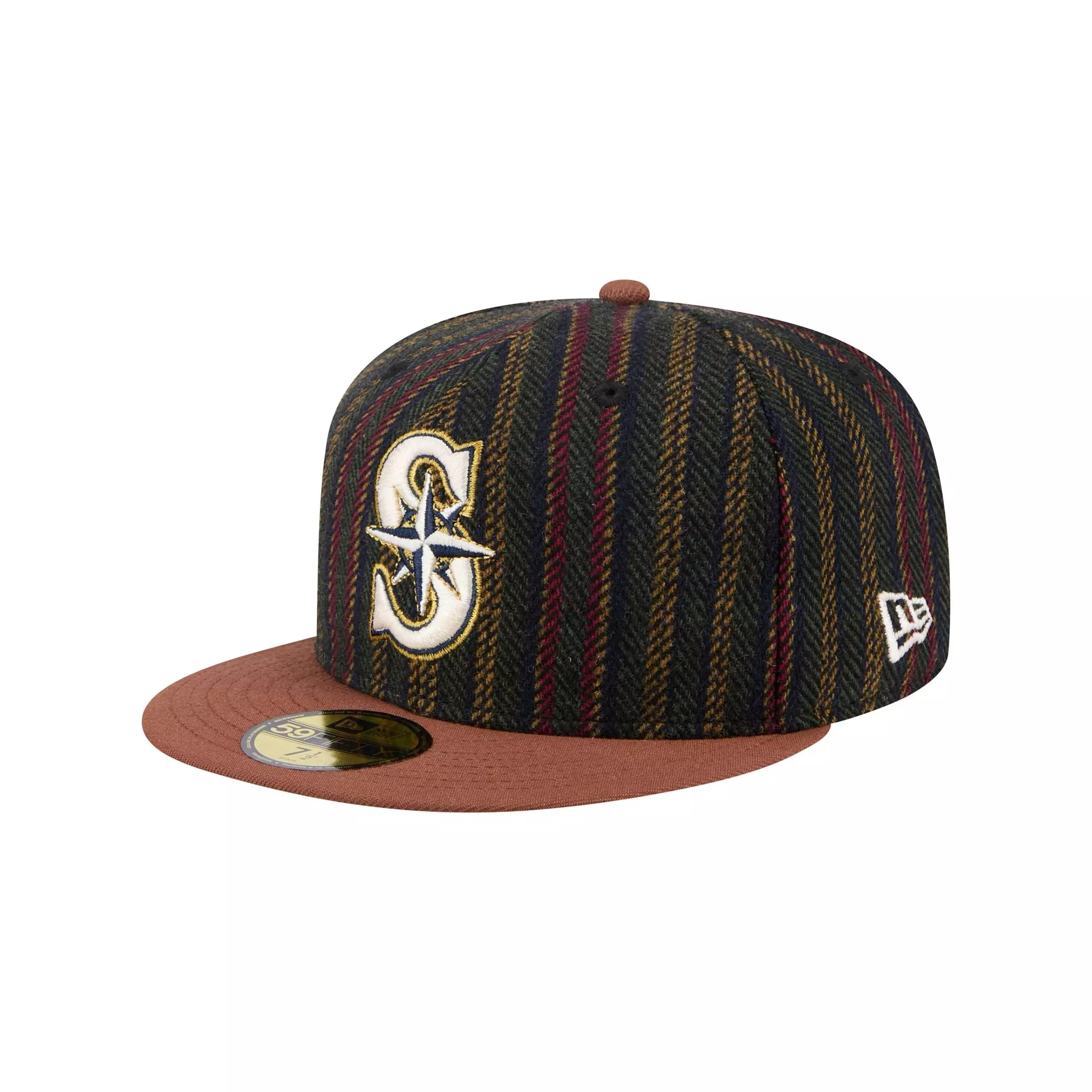 New Era Seattle Mariners 9FIFTY Vintage Herringbone Snapback Hat-Multicolor - BROWN