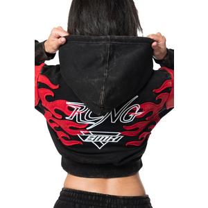 Smoke Rise Women's Racing Flame Hoodie - Black/Red