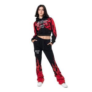 Smoke Rise Women's Racing Flame Hoodie - Black/Red