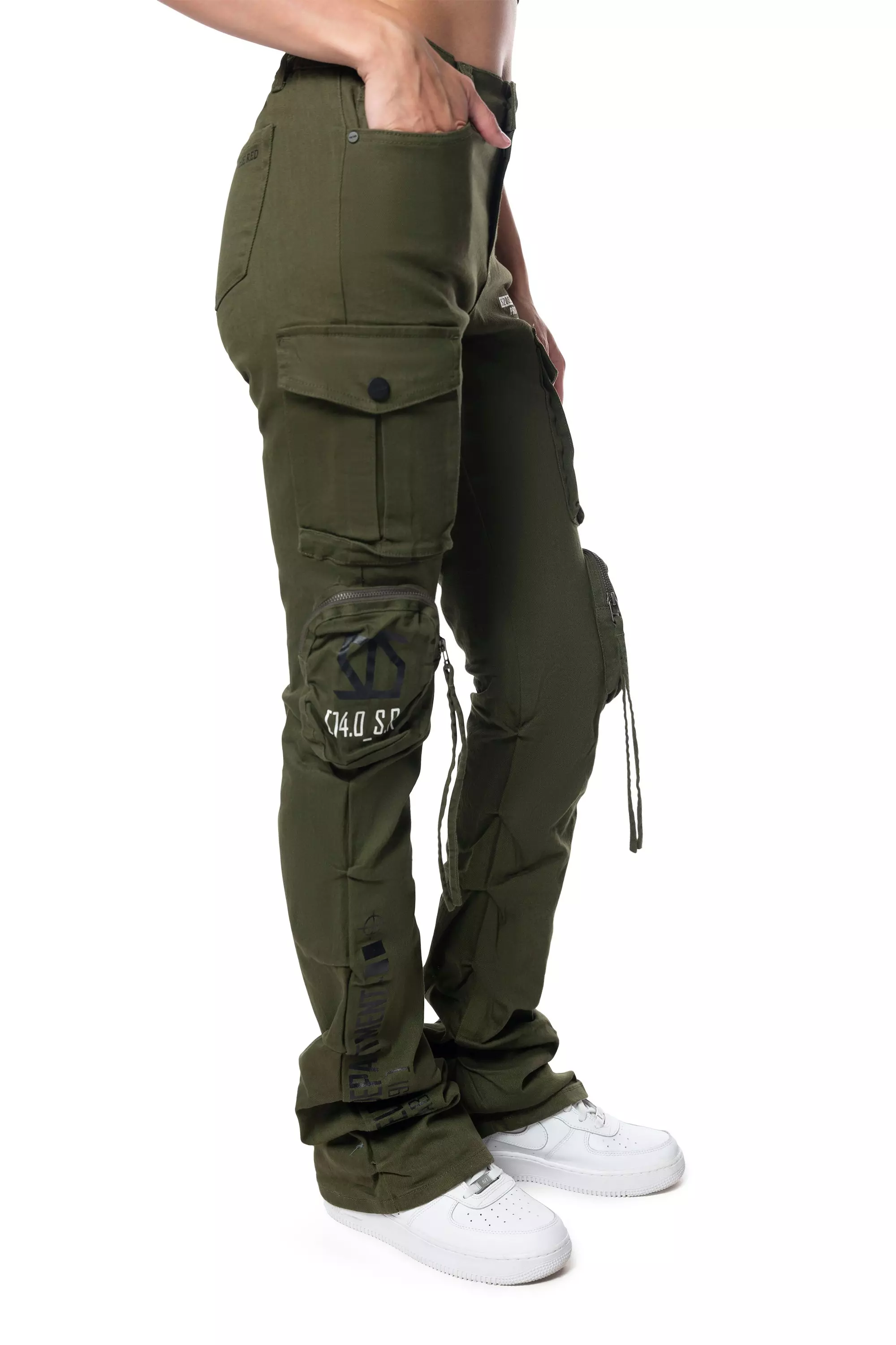 Smoke Rise Men's Twill High Rise Stacked Pants - Olive - OLIVE