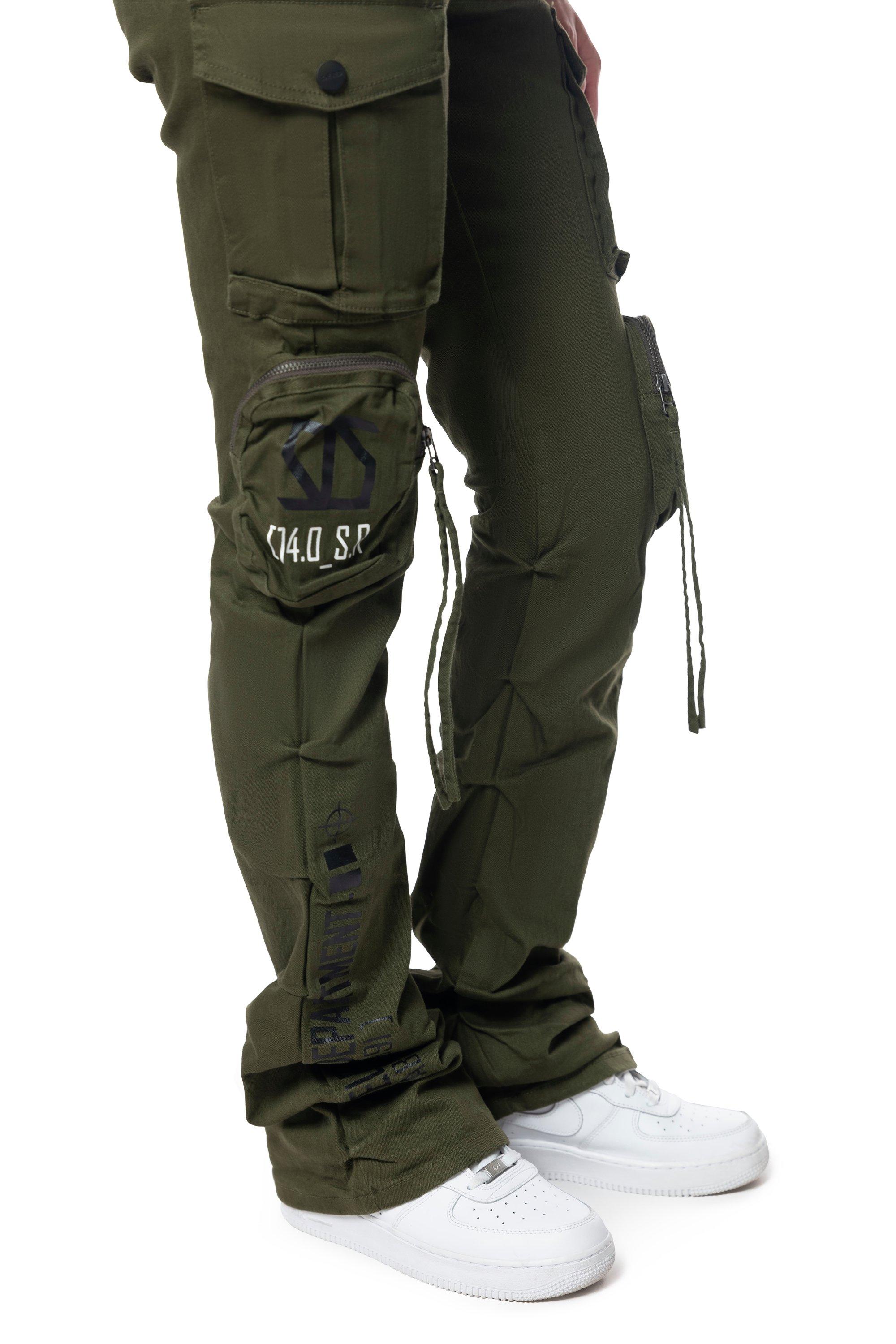 Smoke Rise Men's Twill High Rise Stacked Pants - Olive - OLIVE Thumbnail View 6