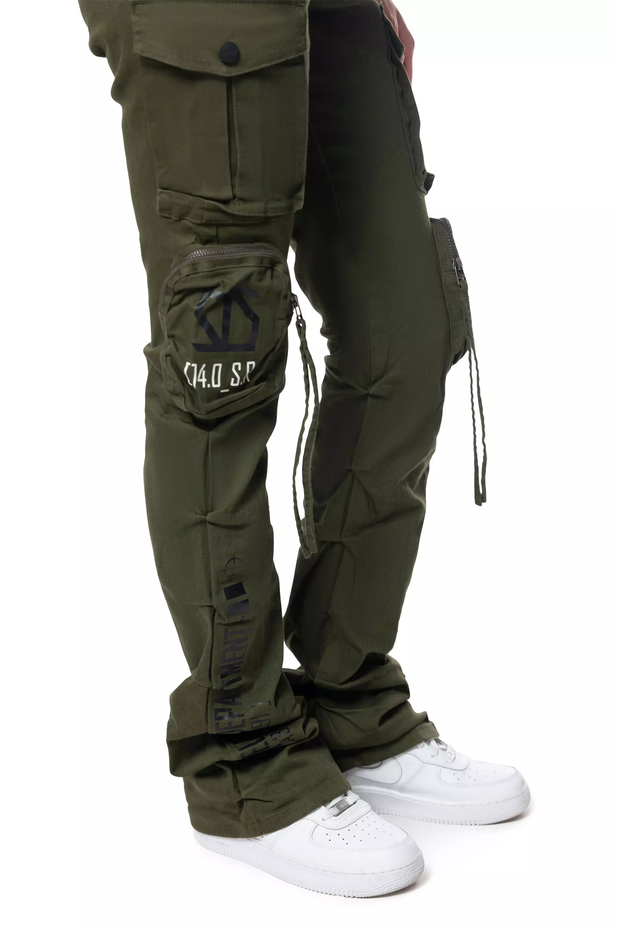 Smoke Rise Men's Twill High Rise Stacked Pants - Olive - OLIVE