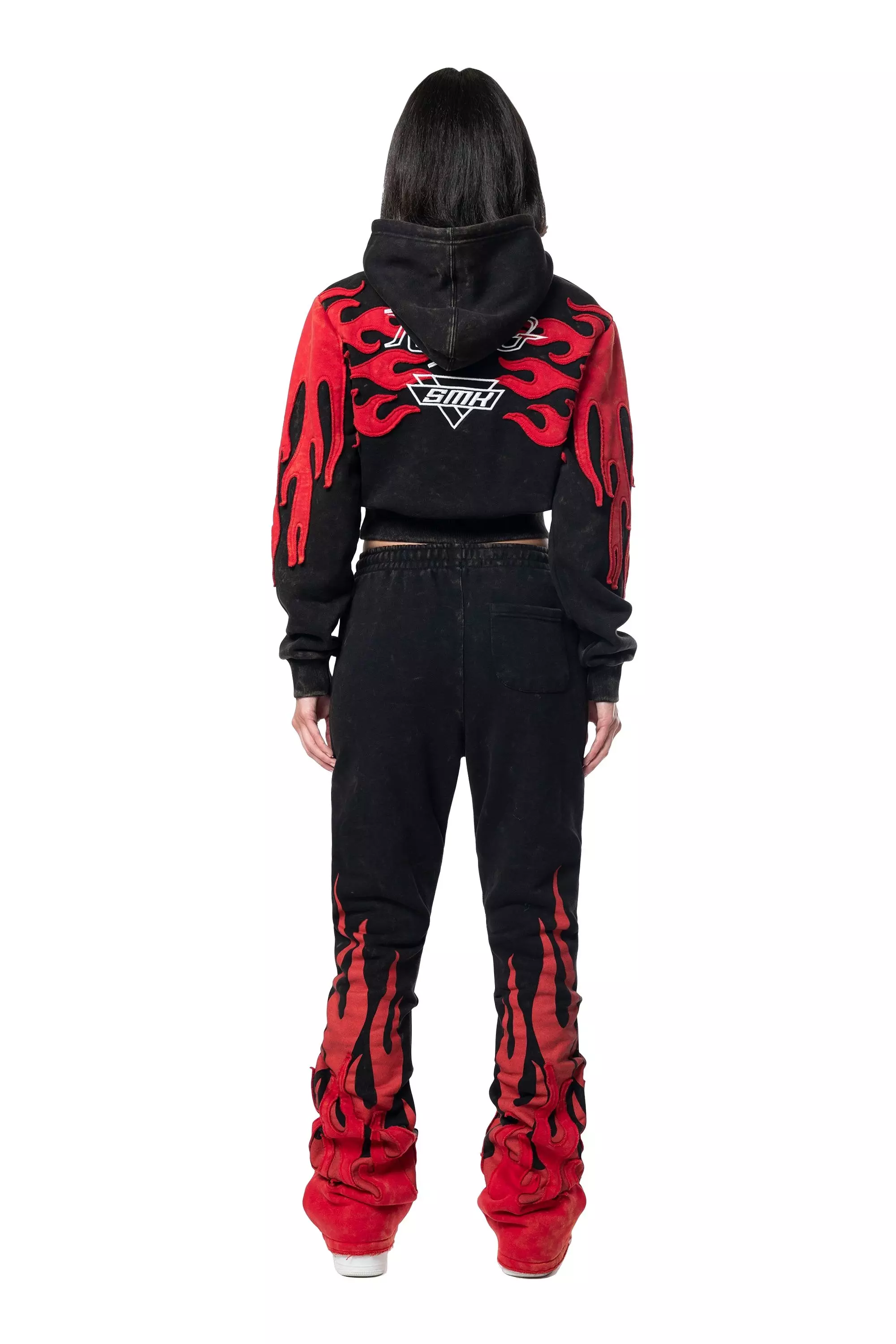 Smoke Rise Women's Racing Flame Stacked Pants - Black
