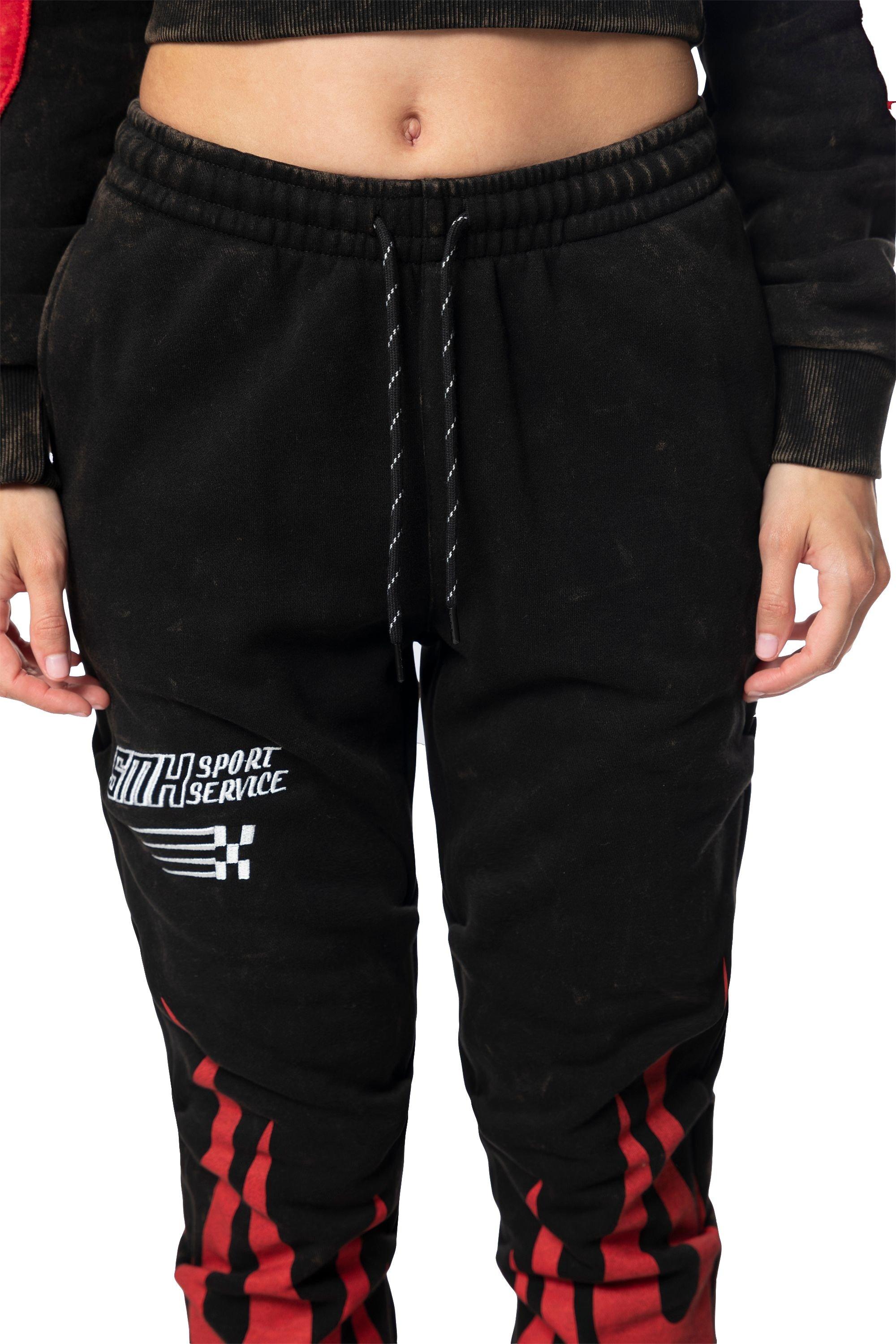Smoke Rise Women's Racing Flame Stacked Pants - Black - BLACK/RED Thumbnail View 5