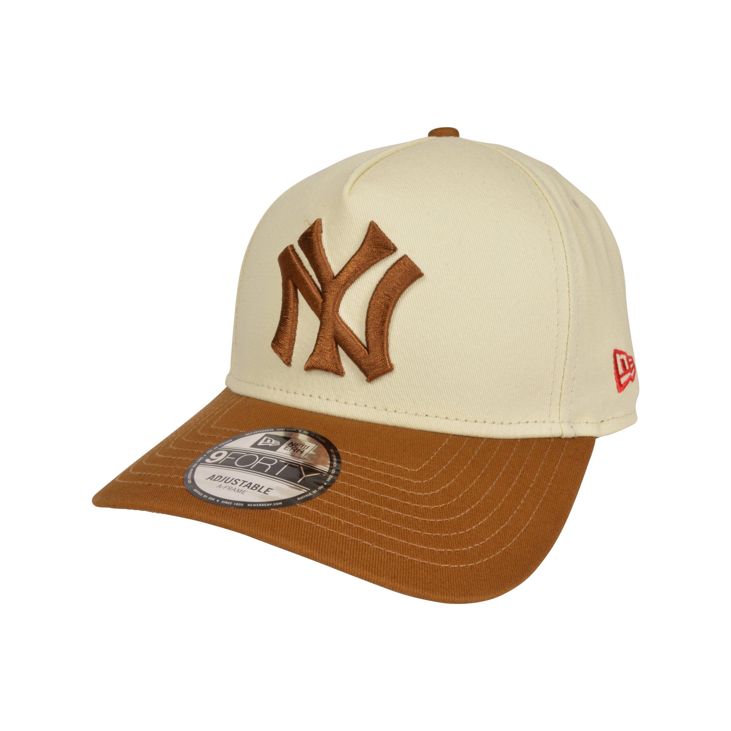 New Era New York Yankees 9FORTY Nylon Racing Snapback Hat - Lt Brown/Cream - WHEAT/OFF-WHITE