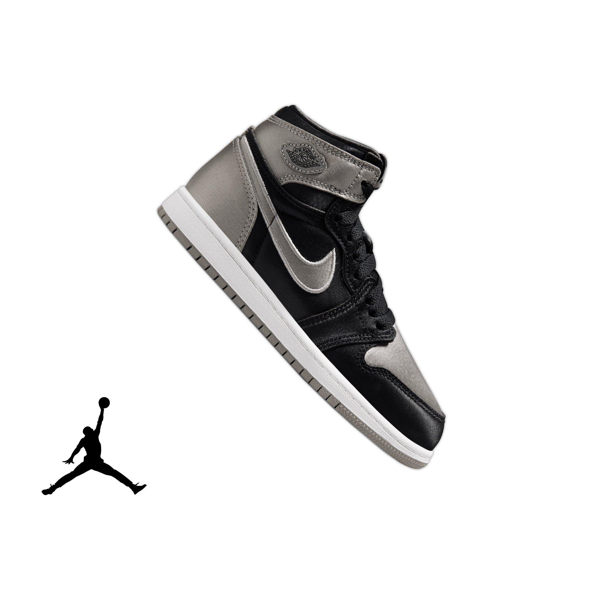 Jordan 1 Retro High OG "Satin Shadow" Preschool Girls' Shoe - BLACK/MEDIUM GREY/WHITE