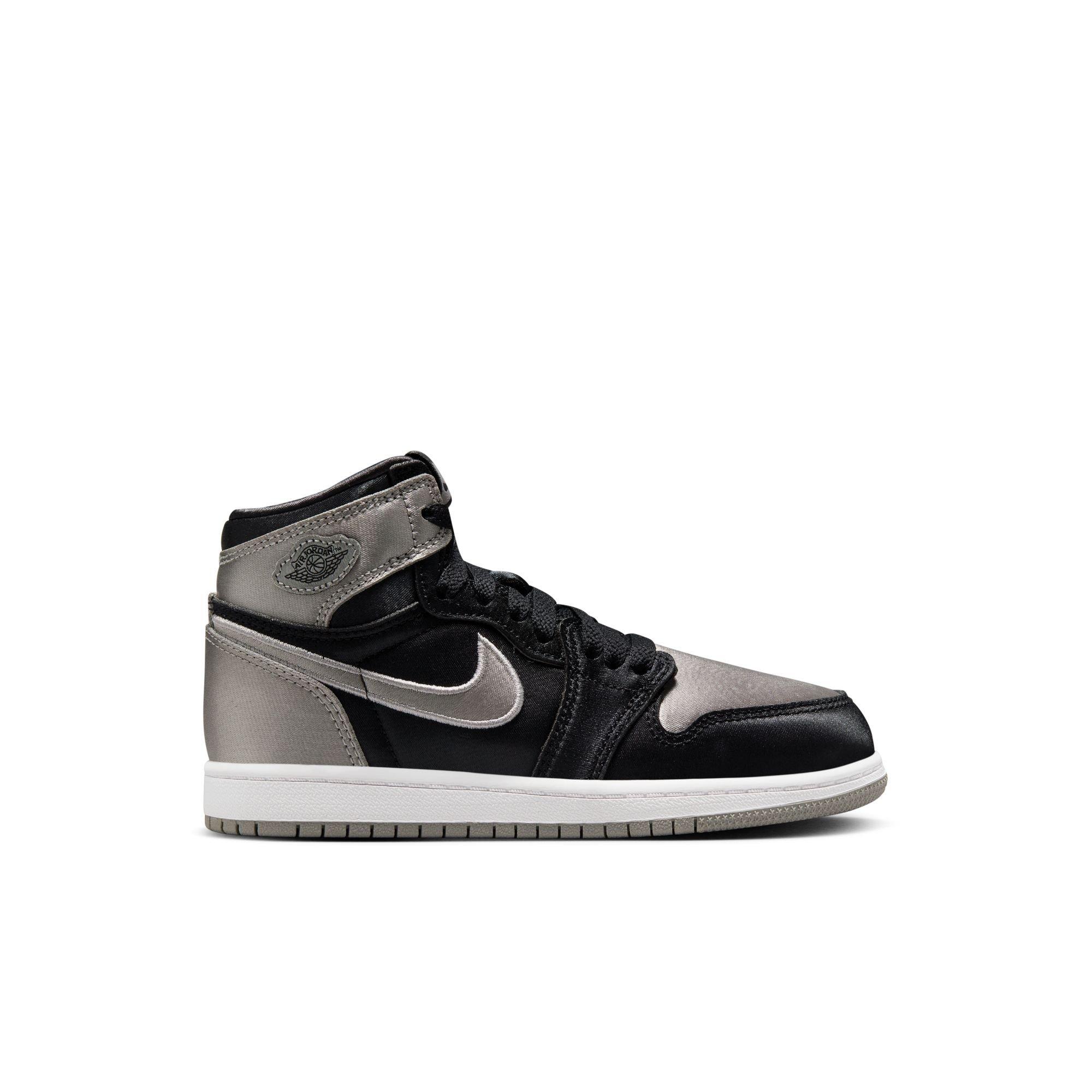 Jordan 1 Retro High OG "Satin Shadow" Preschool Girls' Shoe - BLACK/MEDIUM GREY/WHITE