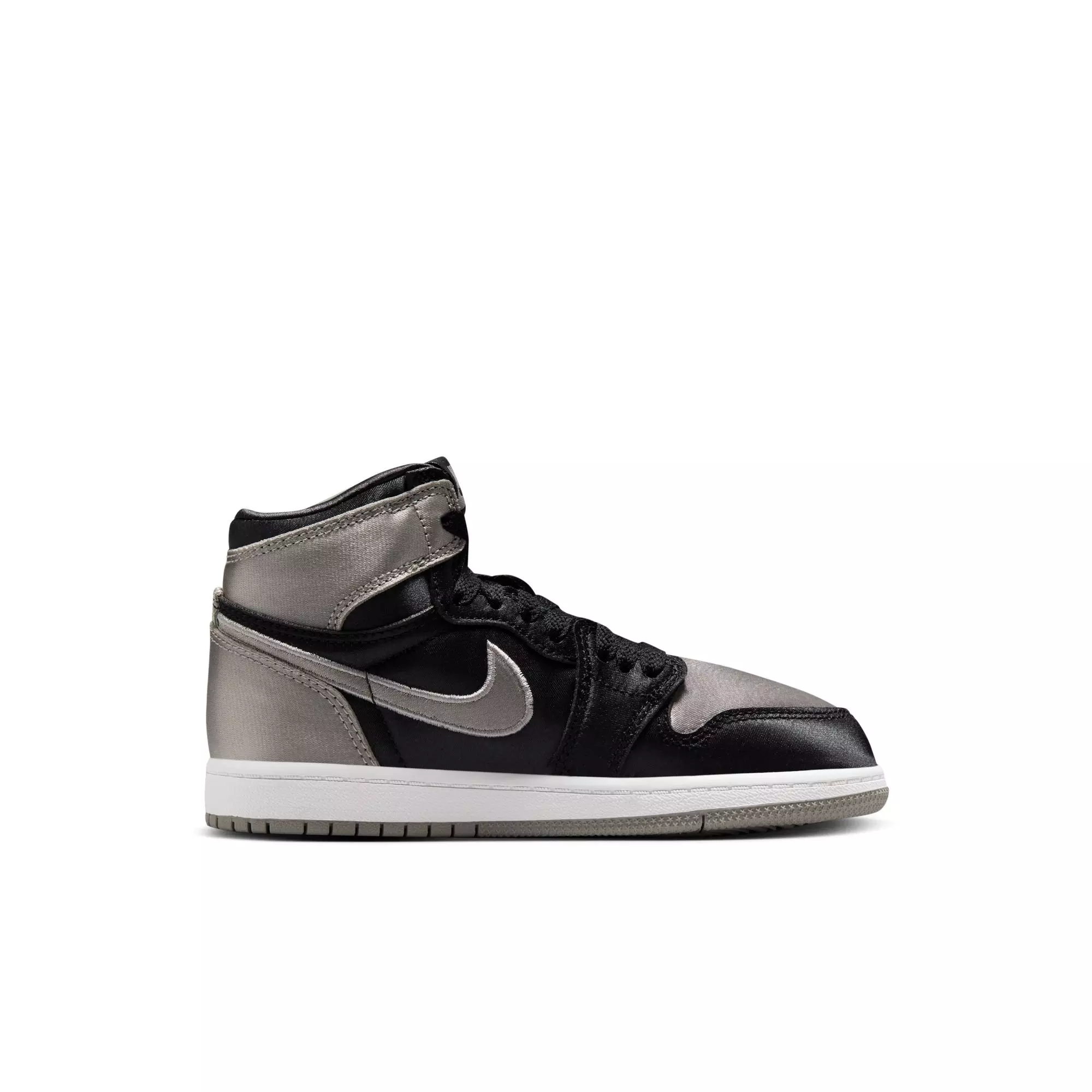 Jordan 1 Retro High OG "Satin Shadow" Preschool Girls' Shoe - BLACK/MEDIUM GREY/WHITE