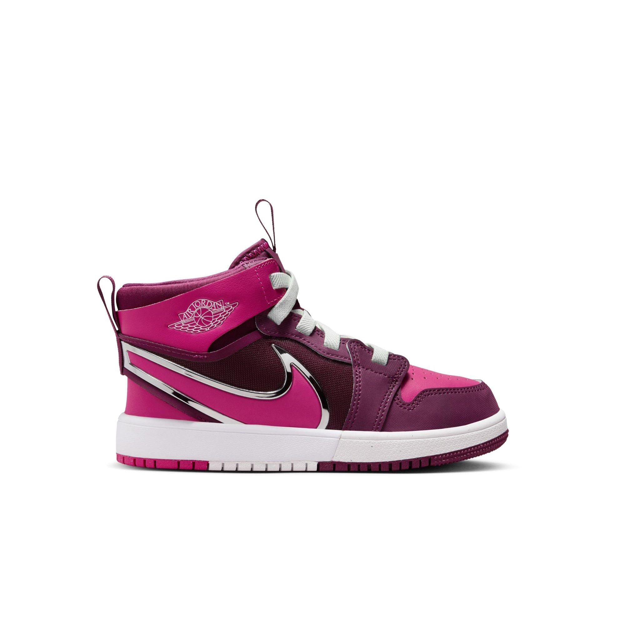 Jordan 1 Mid RM EasyOn "Bordeaux/Active Pink/White/Volt Tint" Preschool Girls' Shoe