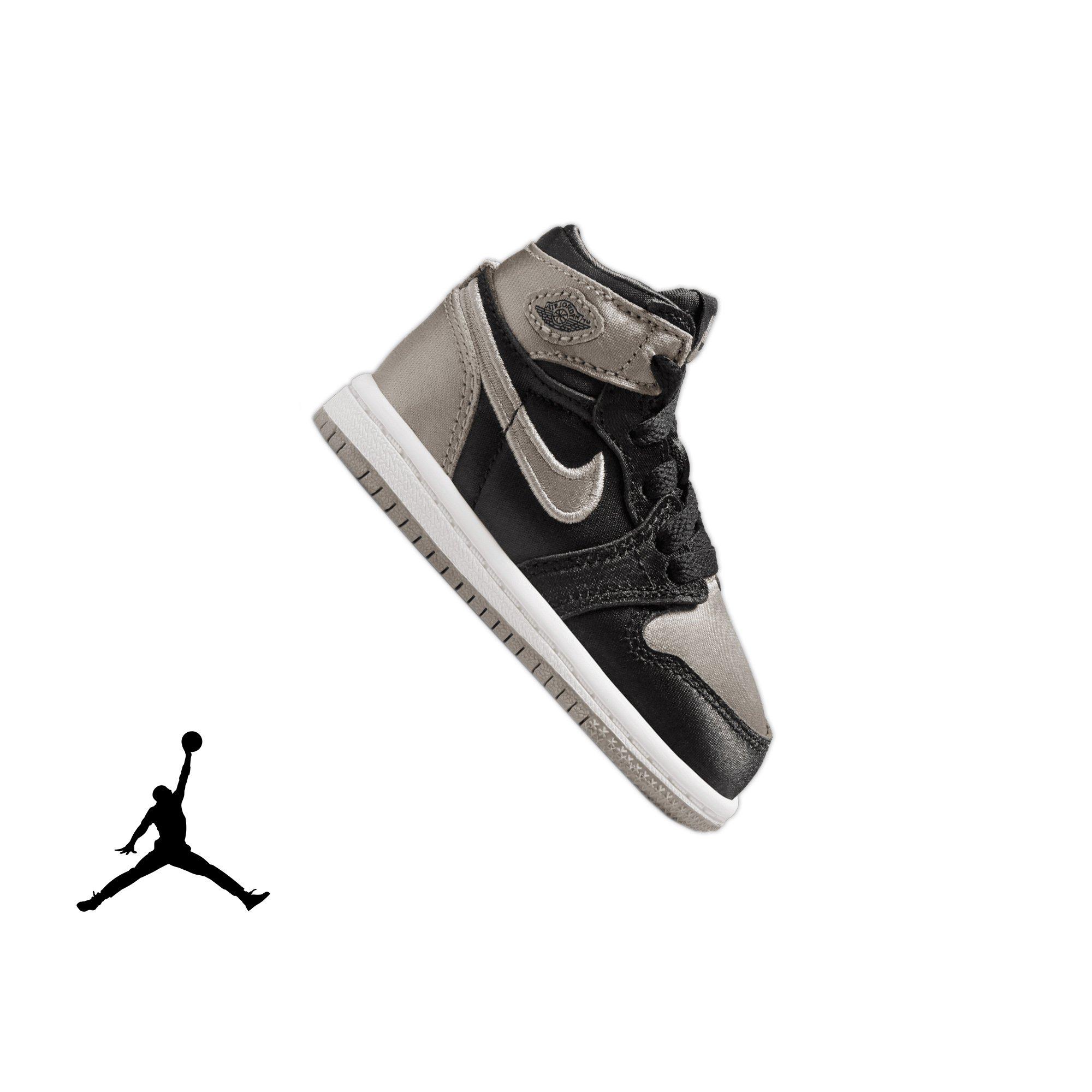 Jordan 1 Retro High OG "Satin Shadow" Toddler Girls' Shoe - BLACK/MEDIUM GREY/WHITE