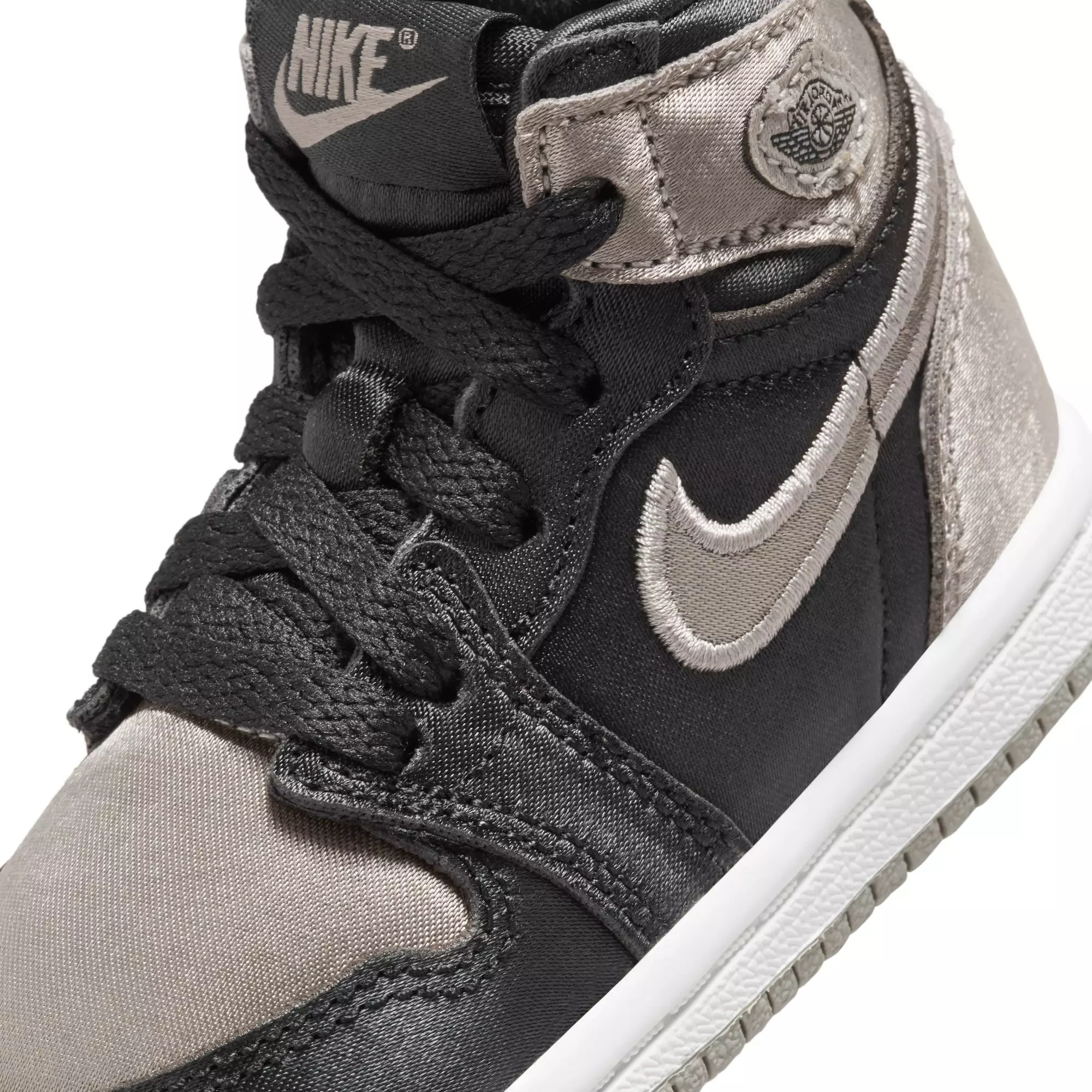 Jordan 1 Retro High OG "Satin Shadow" Toddler Girls' Shoe - BLACK/MEDIUM GREY/WHITE