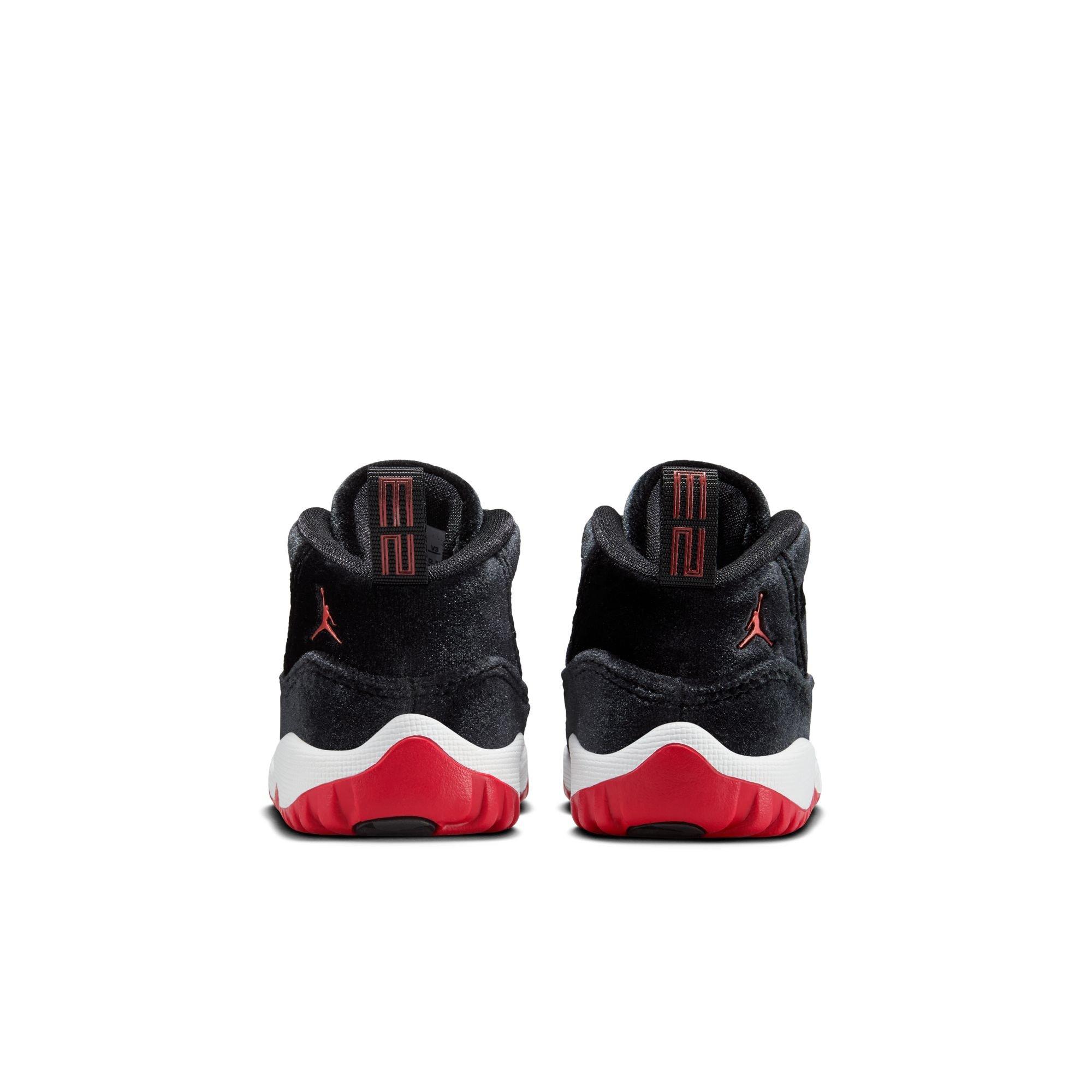 Jordan 11 Retro "Bred Velvet" Toddler Girl's Shoe - BLACK/GYM RED/WHITE Thumbnail View 7