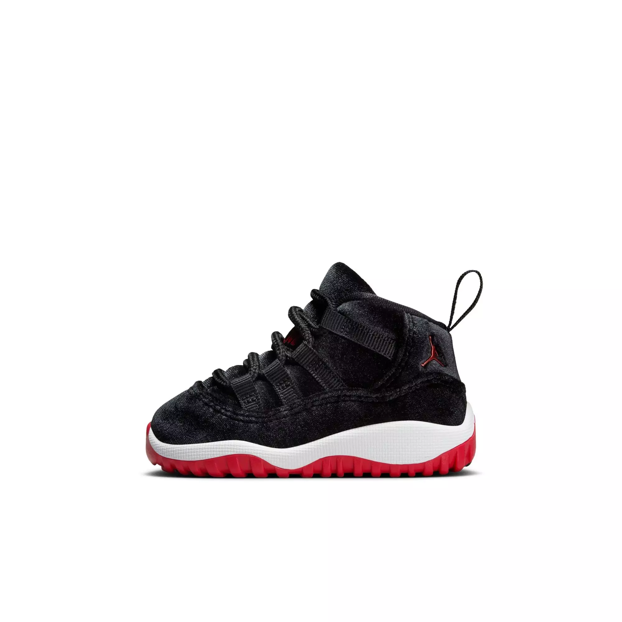 Jordan 11 Retro "Bred Velvet" Toddler Girl's Shoe - BLACK/GYM RED/WHITE
